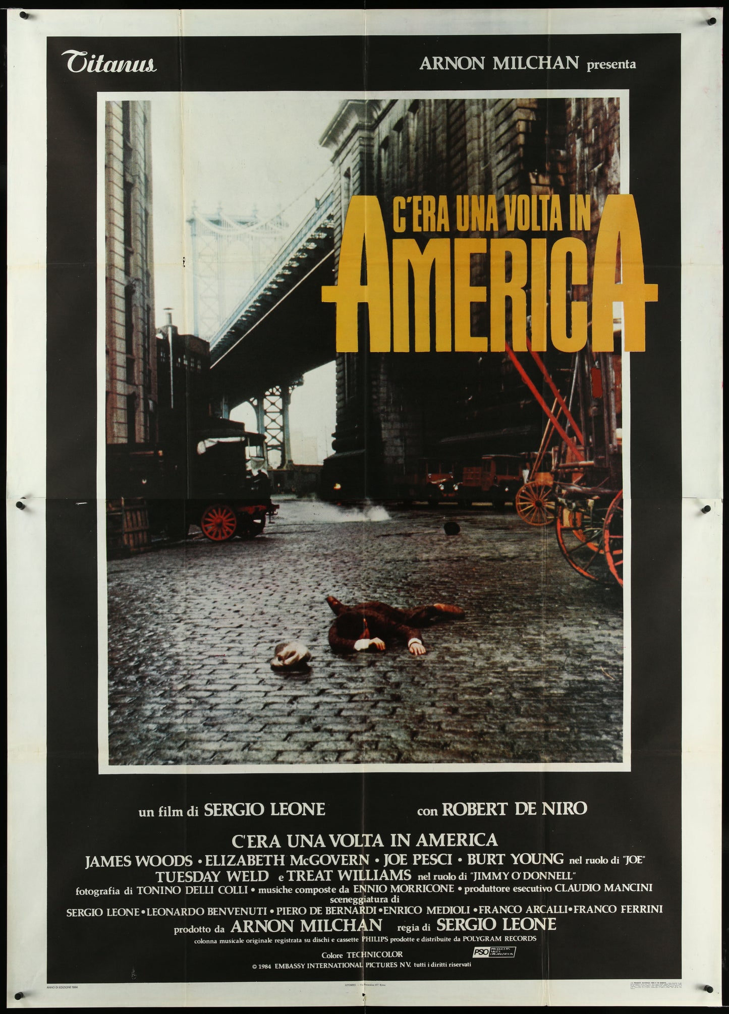 Once Upon A Time In America (1984) Original Italian Two Panel Movie Poster