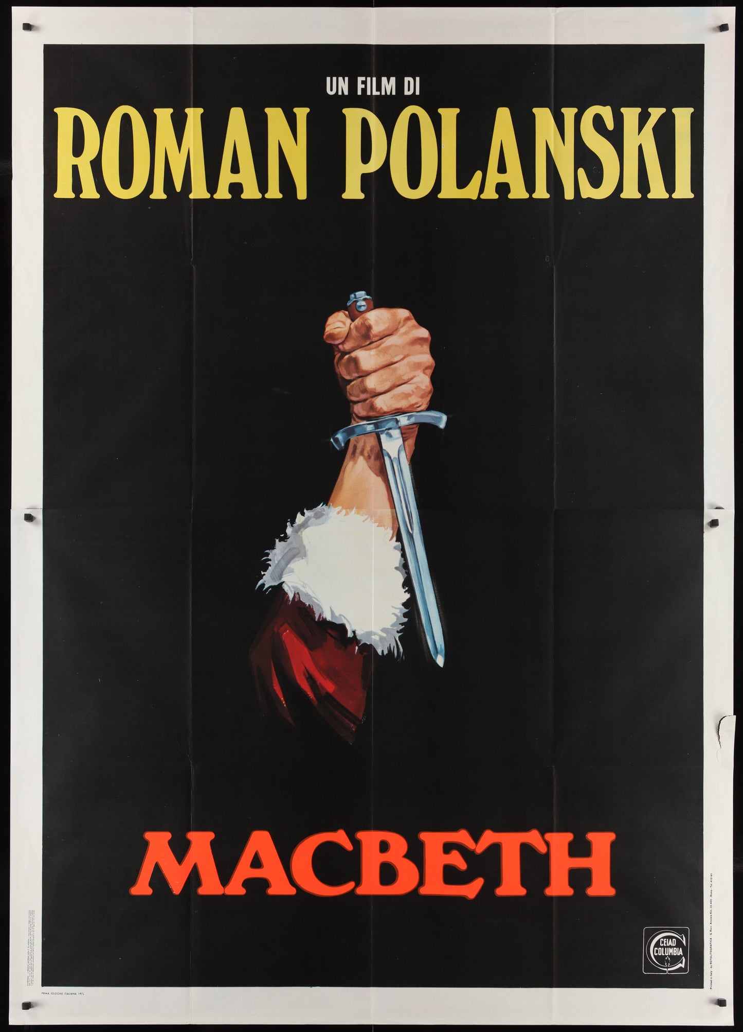 Macbeth (1971) Original Italian Two Panel Movie Poster