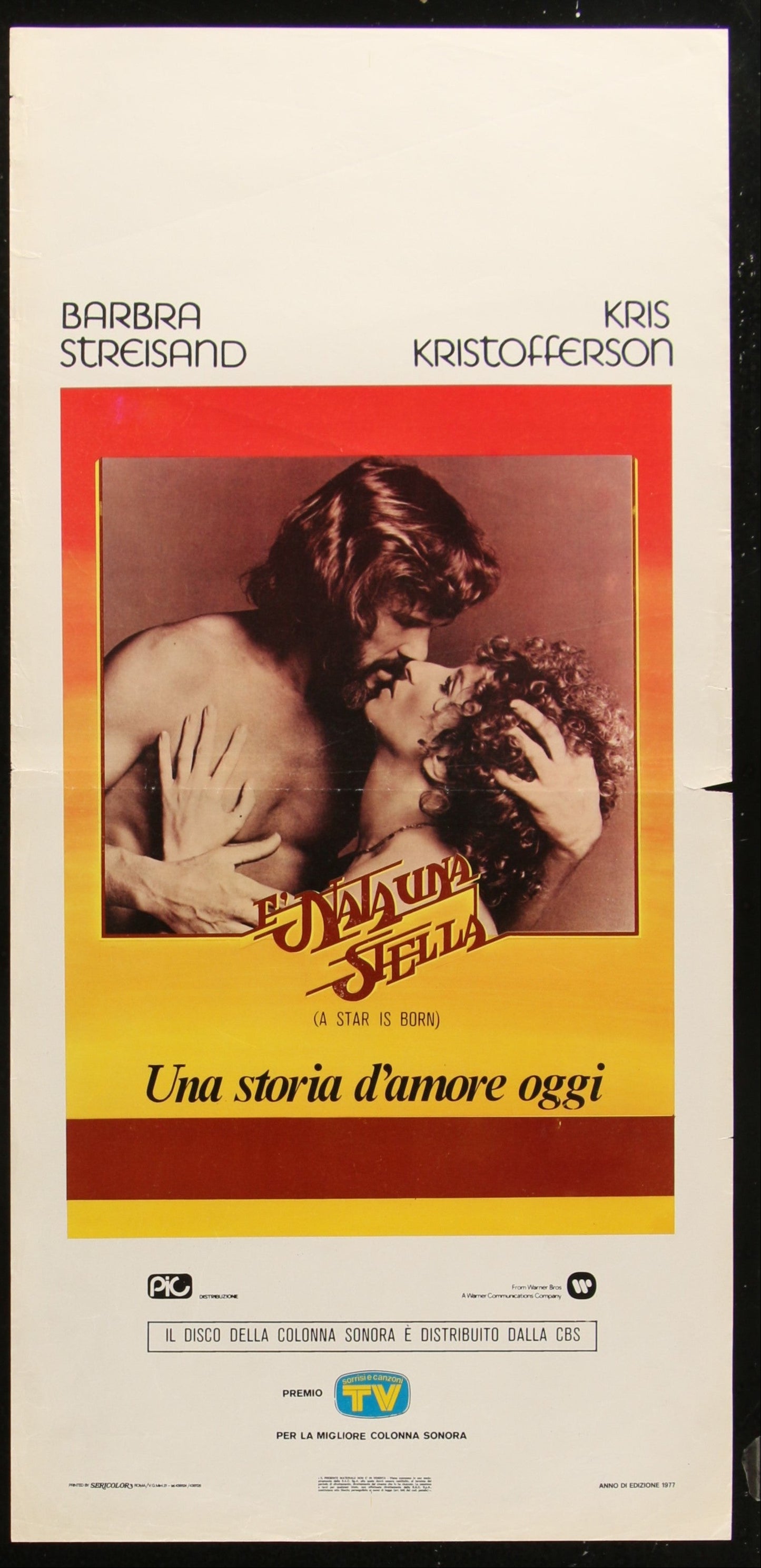 A Star Is Born (1977) Original Italian Locandina Movie Poster 34 x 70 cm