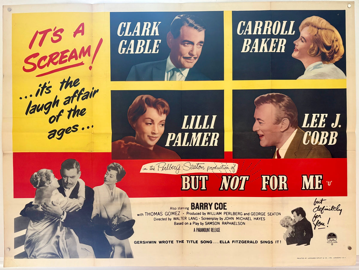 But Not for Me (1959) Original UK Quad Movie Poster - Clark Gable