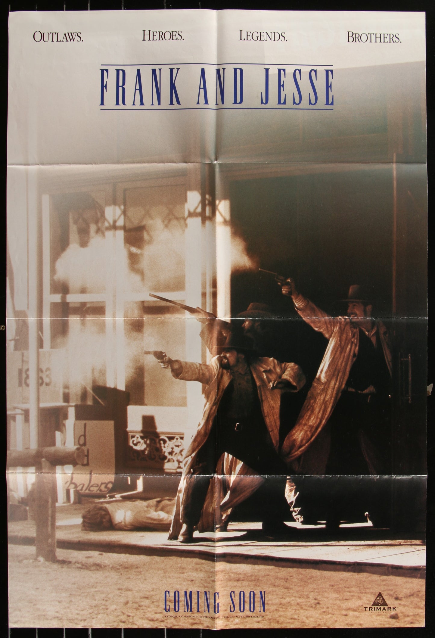 Original US one-sheet movie poster for 'Frank And Jesse' featuring images of the main characters in a western setting with a historical context.