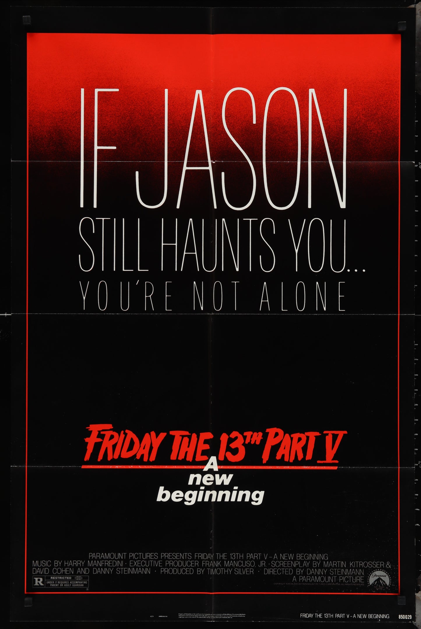 Friday the 13th Part V: A New Beginning (1985) Original US One Sheet Movie Poster 27x41