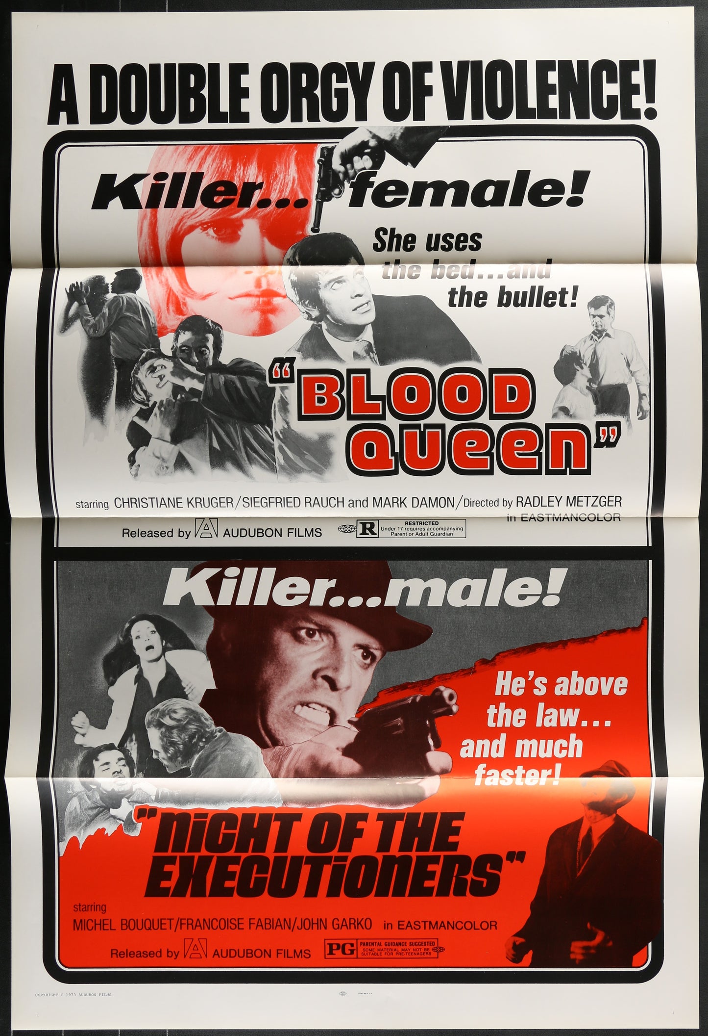 Blood Queen & Night Of The Executioners (1973) Original US Double-Bill One Sheet Movie Poster