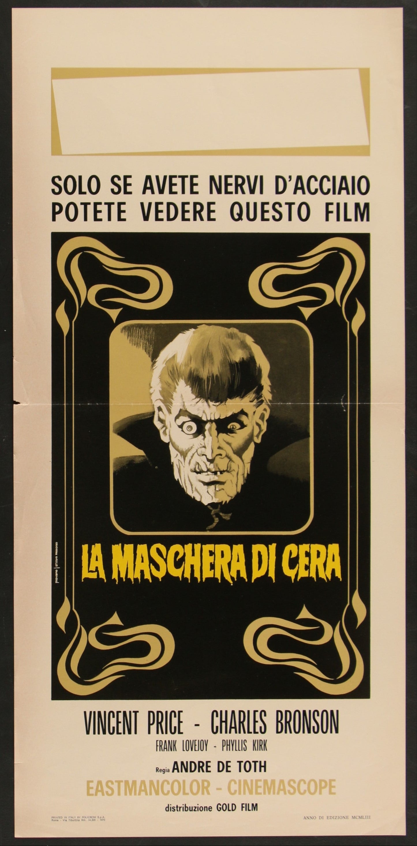 House Of Wax (1970s RR) Original Italian Locandina Movie Poster