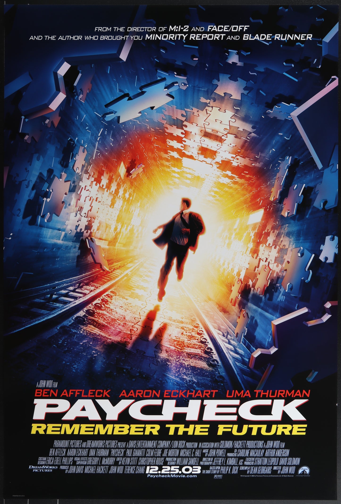 Paycheck (2003) Original US One Sheet Movie Poster