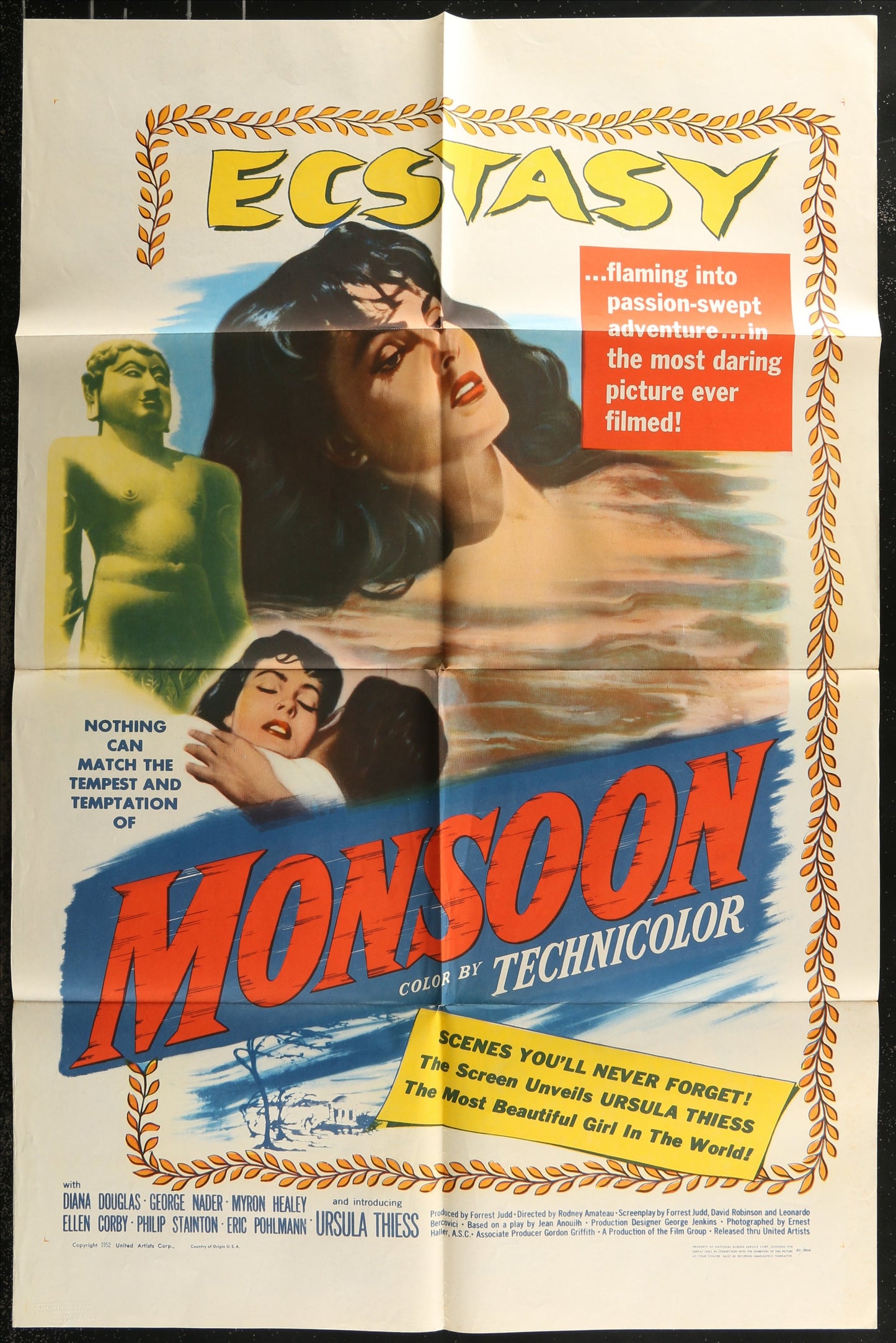 Monsoon (1952) Original US One Sheet Movie Poster