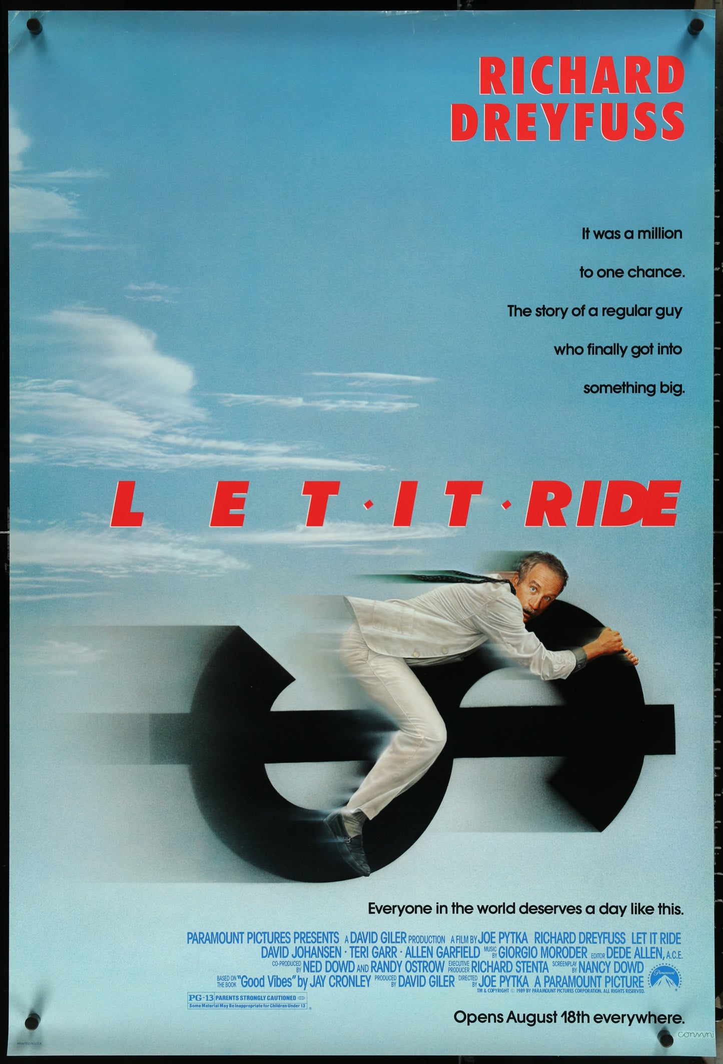 Let It Ride (1989) Original US One Sheet Movie Poster