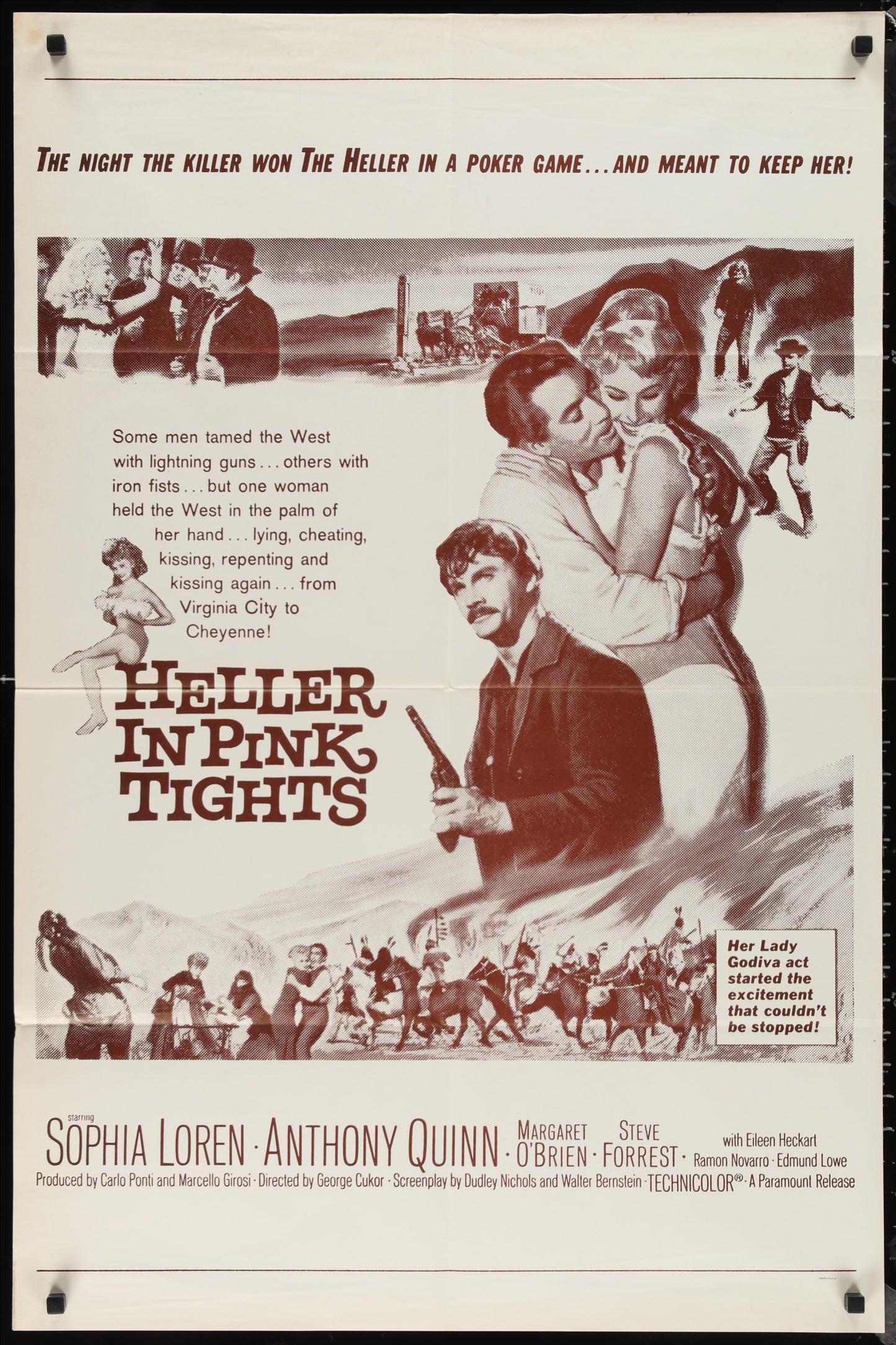 Heller In Pink Tights (1960s RR) Original US Military One Sheet Movie Poster