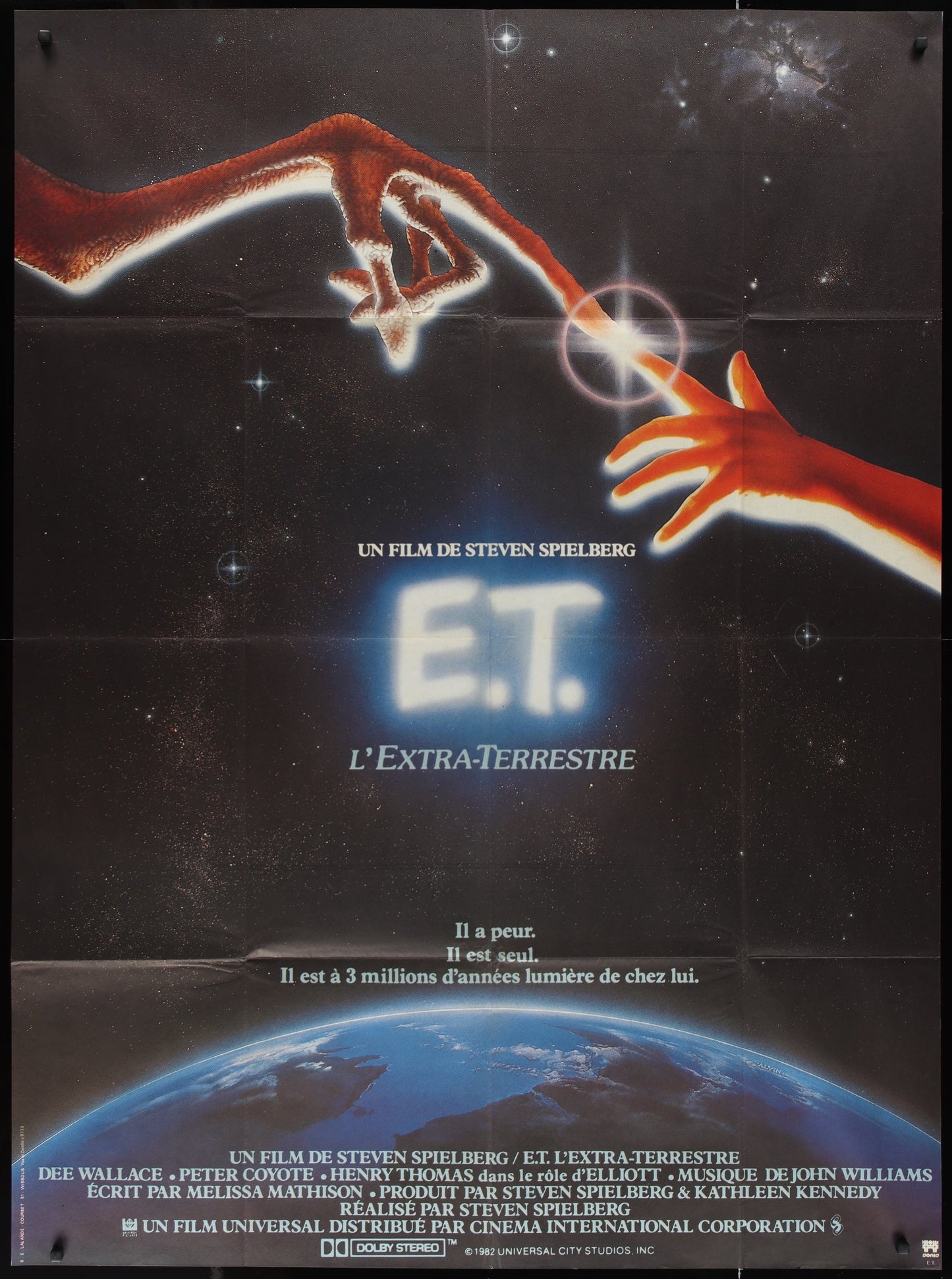 E.T. The Extra Terrestrial (1982) Original French Grande Movie Poster