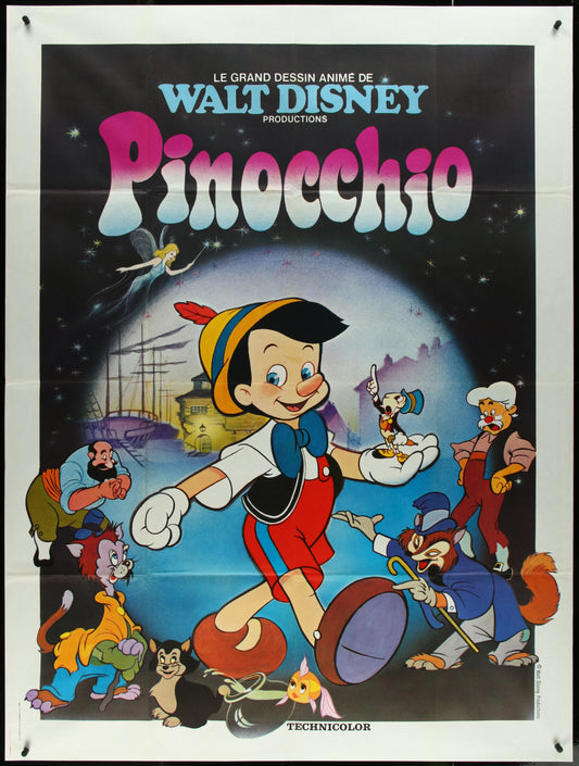 Pinocchio (1980s RR) Original French One Panel Movie Poster