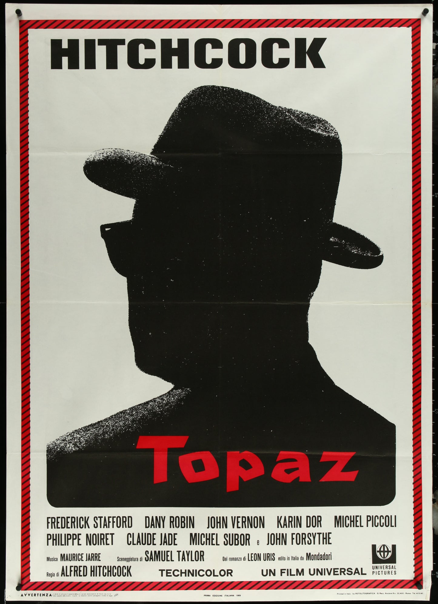 Topaz (1969) Original Italian One-Panel Movie Poster
