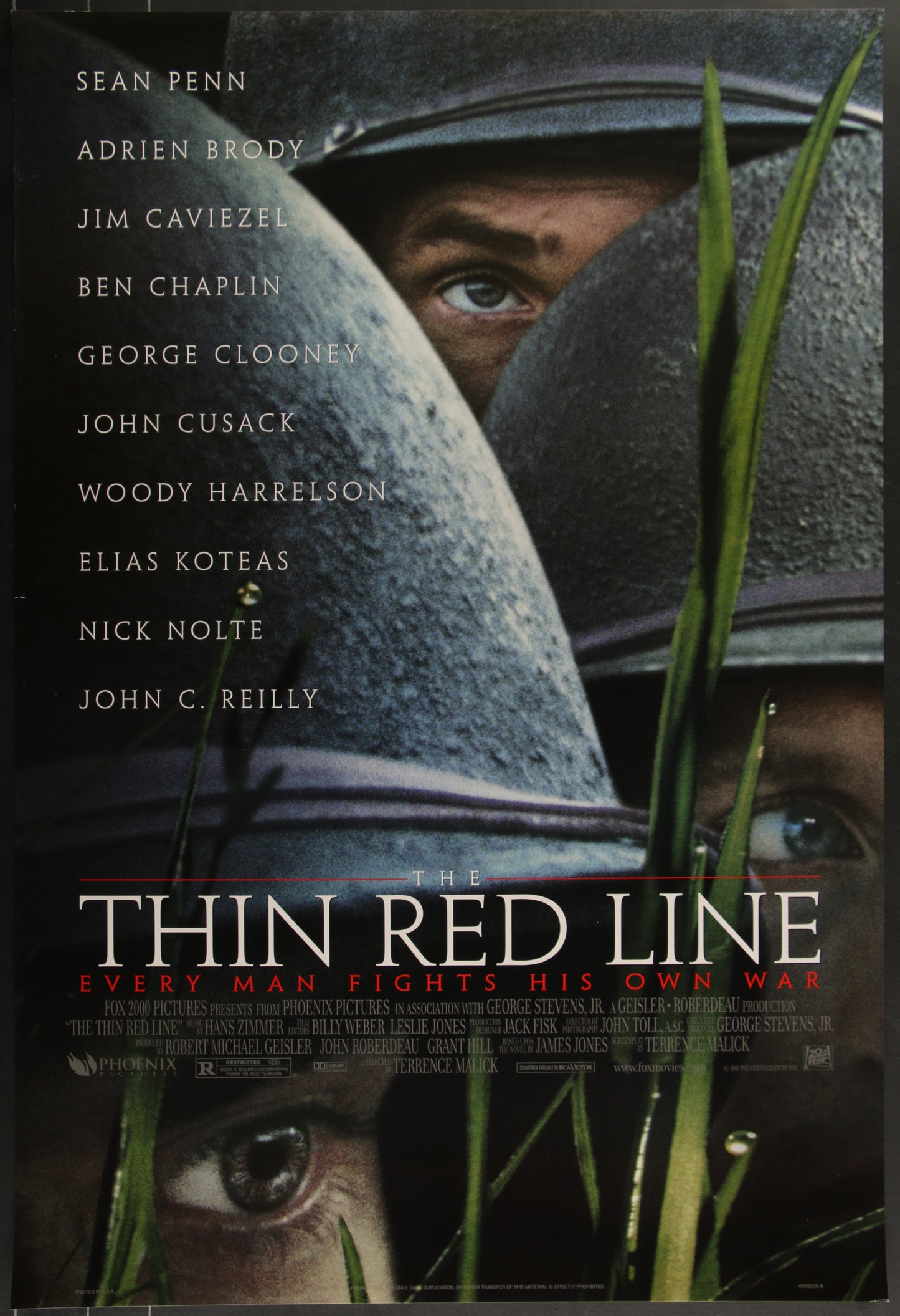 The Thin Red Line (1998) Original US One Sheet Movie Poster