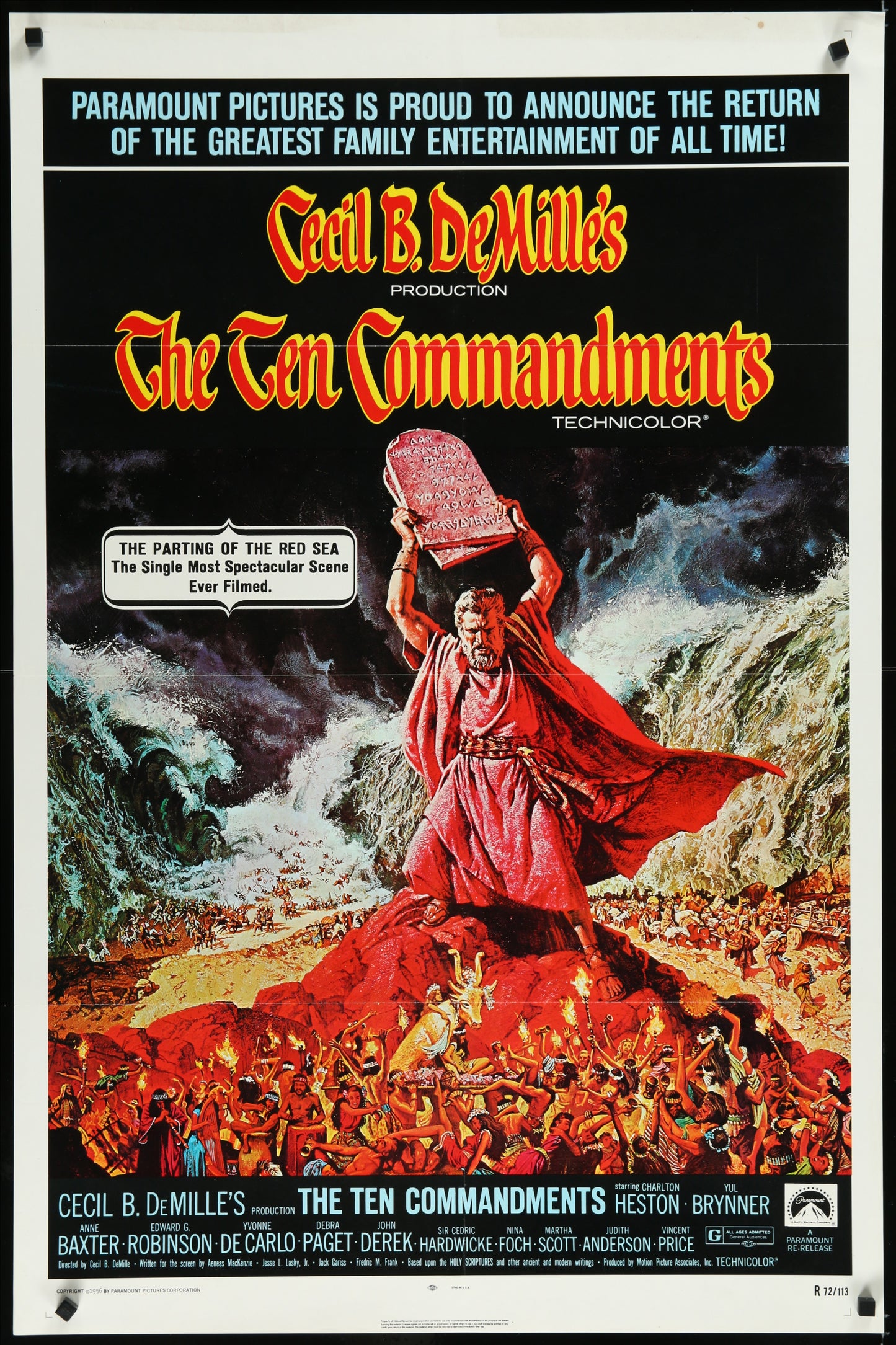 The Ten Commandments (1972 RR) Original US One Sheet Movie Poster
