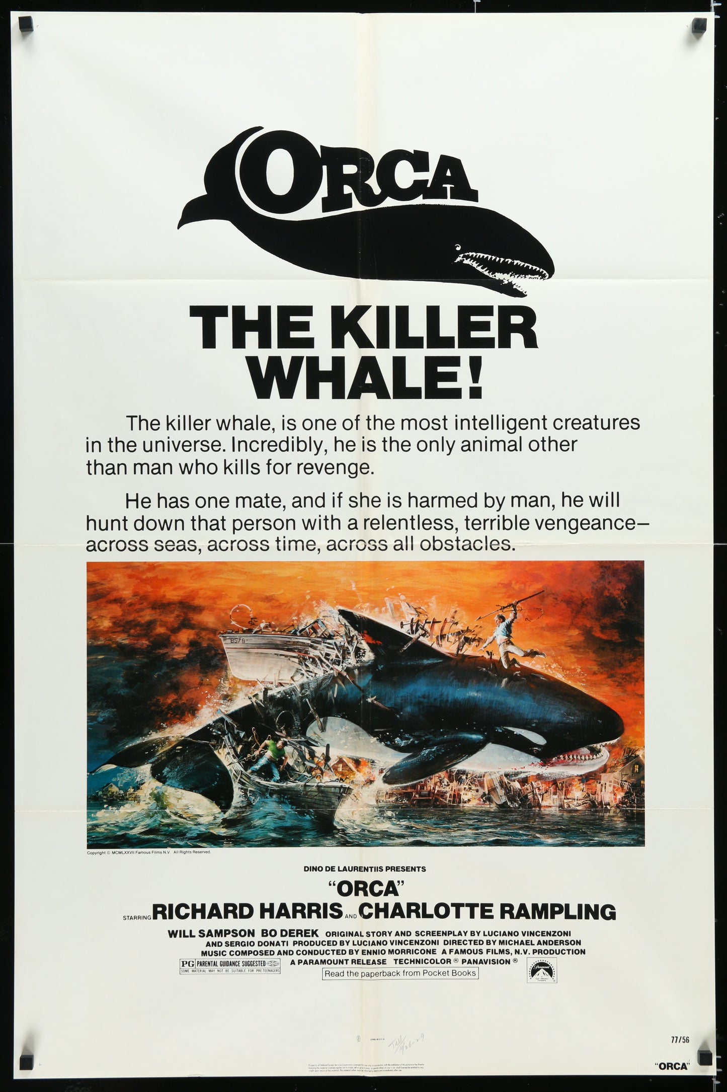 Orca (1977) Original US One Sheet Movie Poster