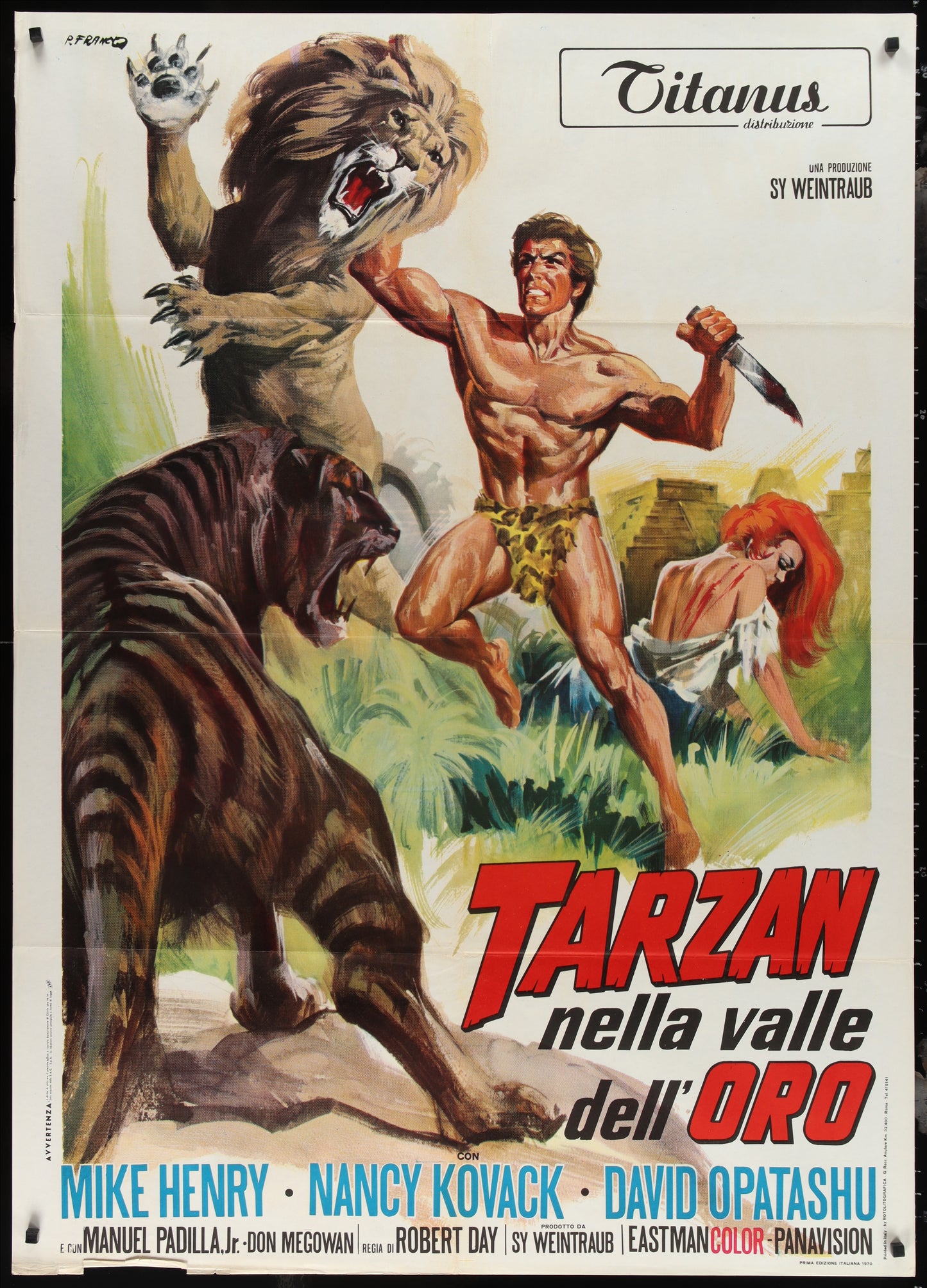 Tarzan And the Valley Of Gold (1966) Original Italian One Panel Movie Poster