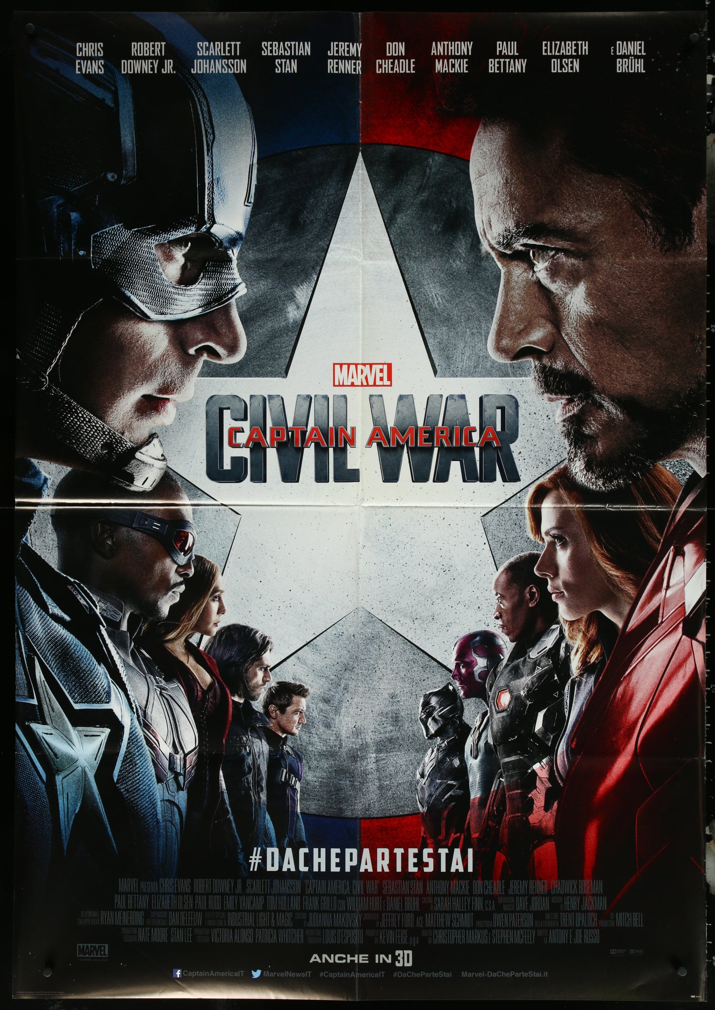 Captain America: Civil War (2016) Original Italian One Panel Movie Poster