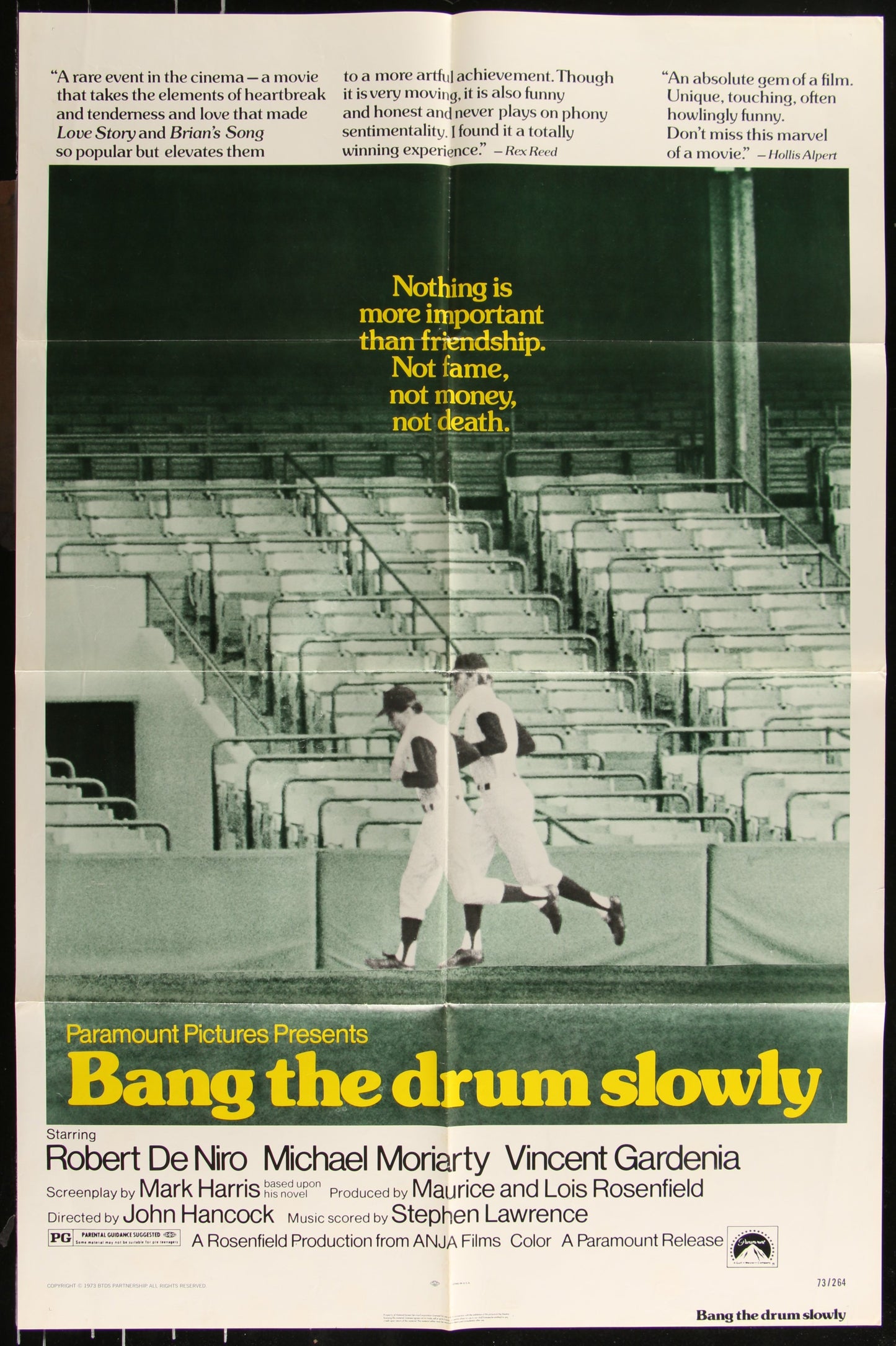 Bang The Drum Slowly (1973) Original US One Sheet Movie Poster