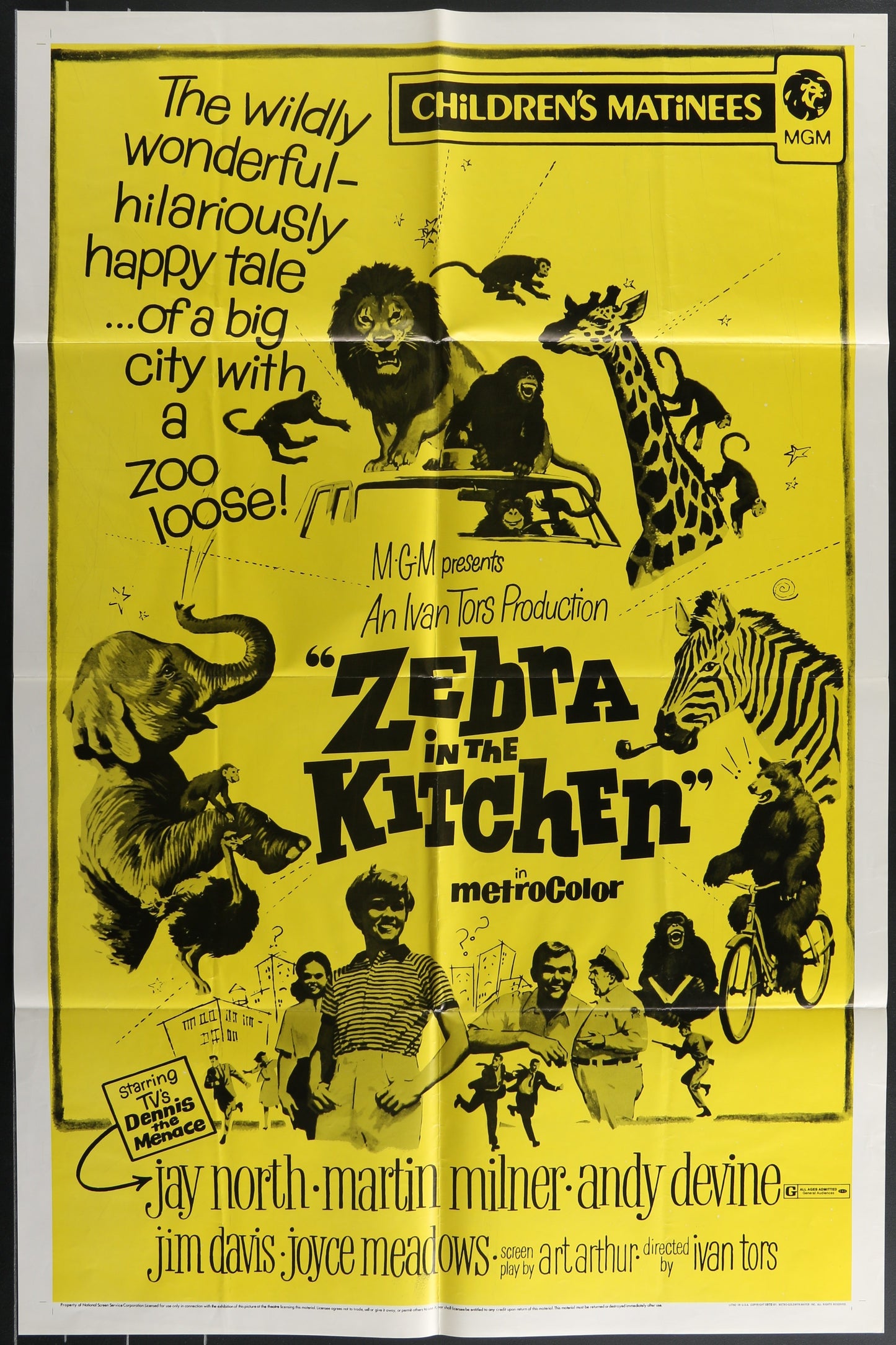 Zebra In The Kitchen (1972 RR) Original US One Sheet Movie Poster