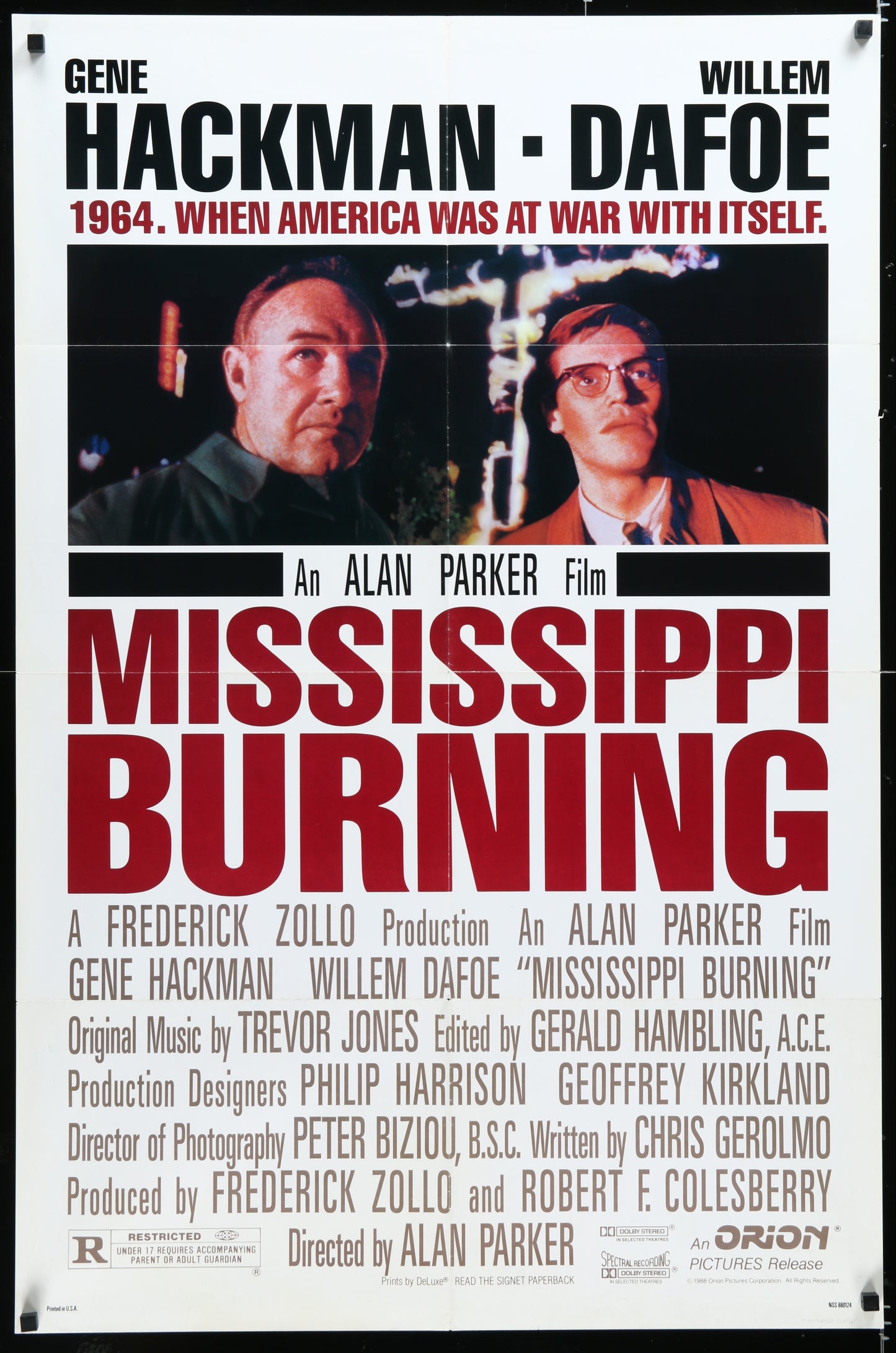 Mississippi Burning (1988) Original US One Sheet Movie Poster