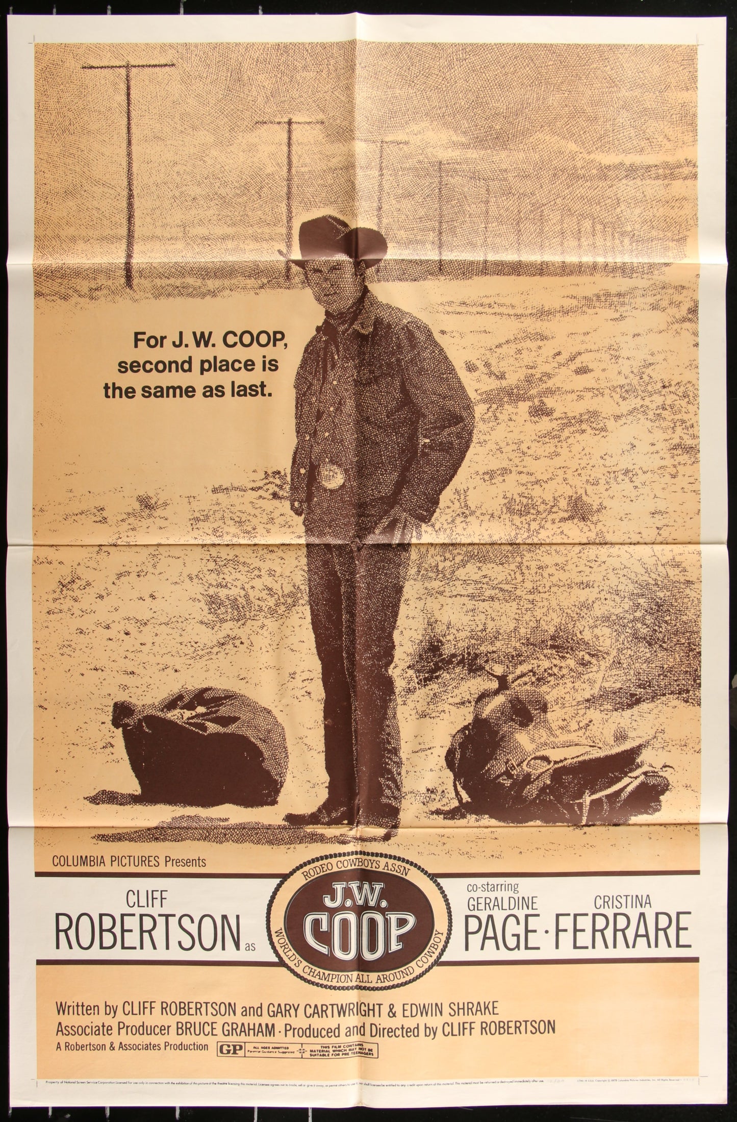 J.W. Coop (1972) Original US One Sheet Movie Poster 27 x 41
