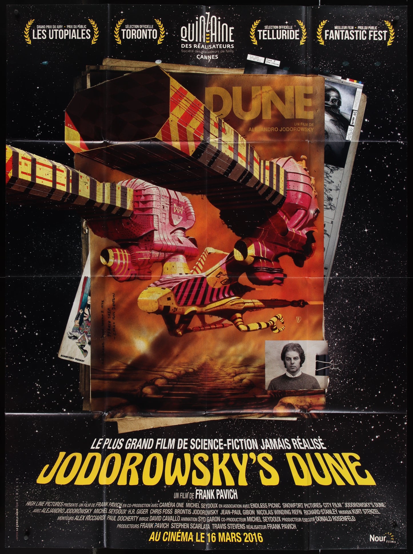 Original folded French one-panel 'Grande' movie poster for Jodorowsky's Dune, showing imagery related to the documentary and its themes.