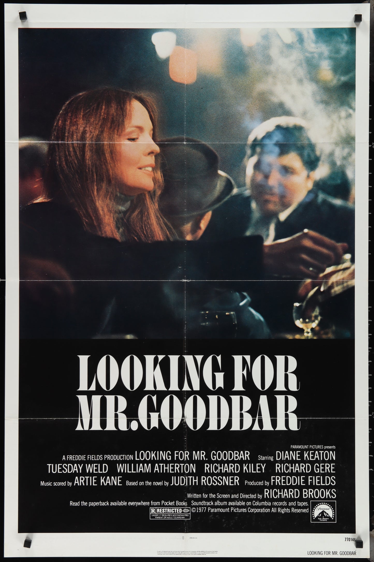 Original one-sheet movie poster for the film 'Looking for Mr. Goodbar' featuring images of the actors and title text.