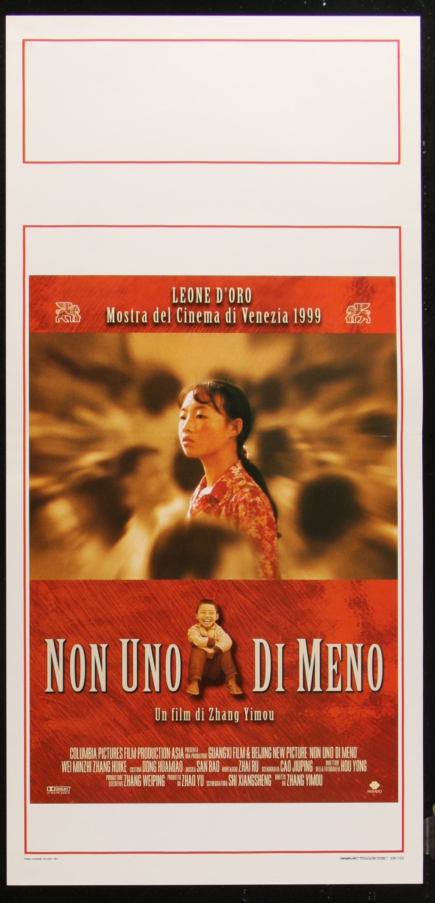 Not One Less (1999) Original Italian Locandina Movie Poster 34 x 70 cm