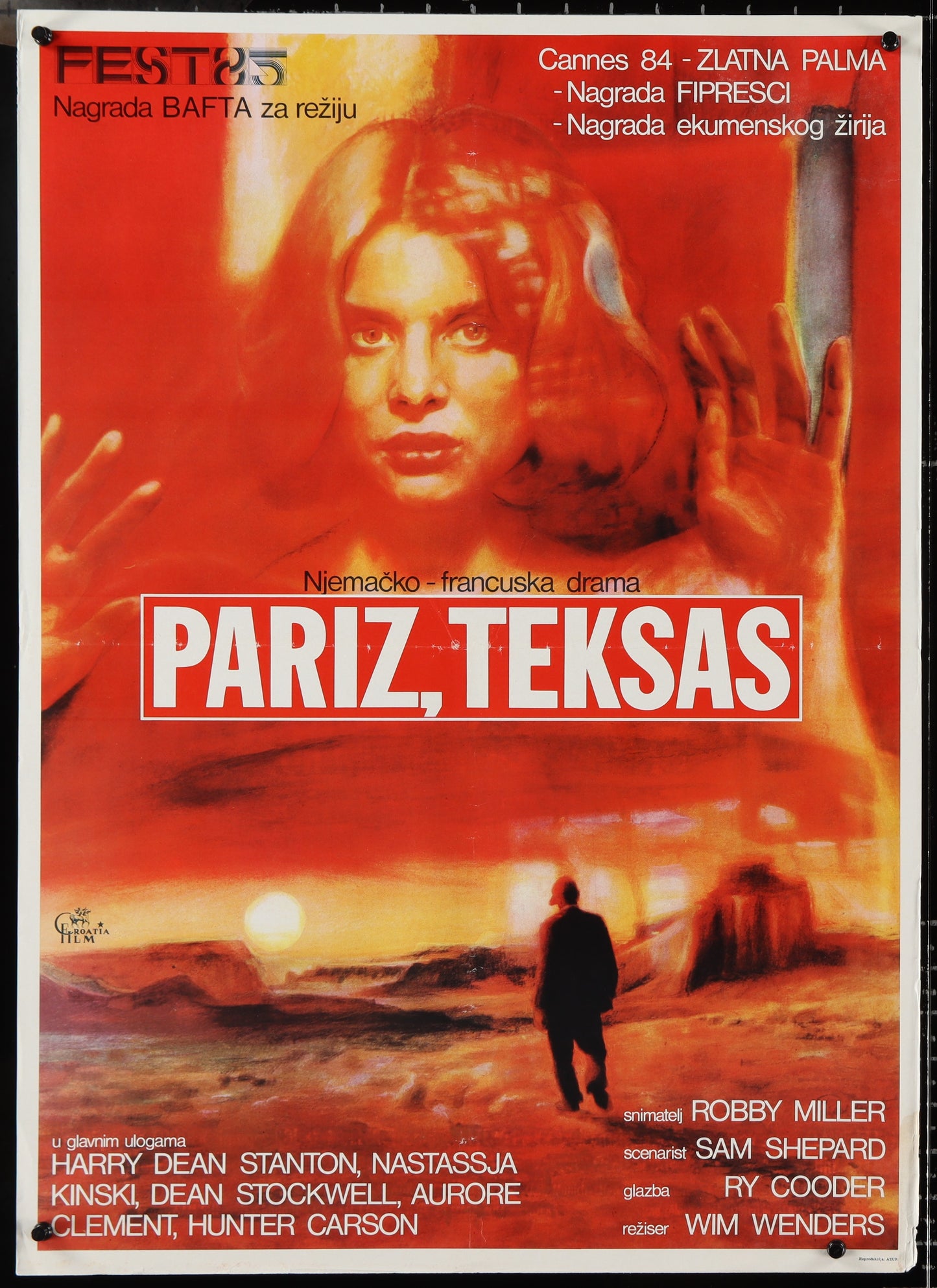 Paris, Texas (1984) Original Yugoslav Movie Poster