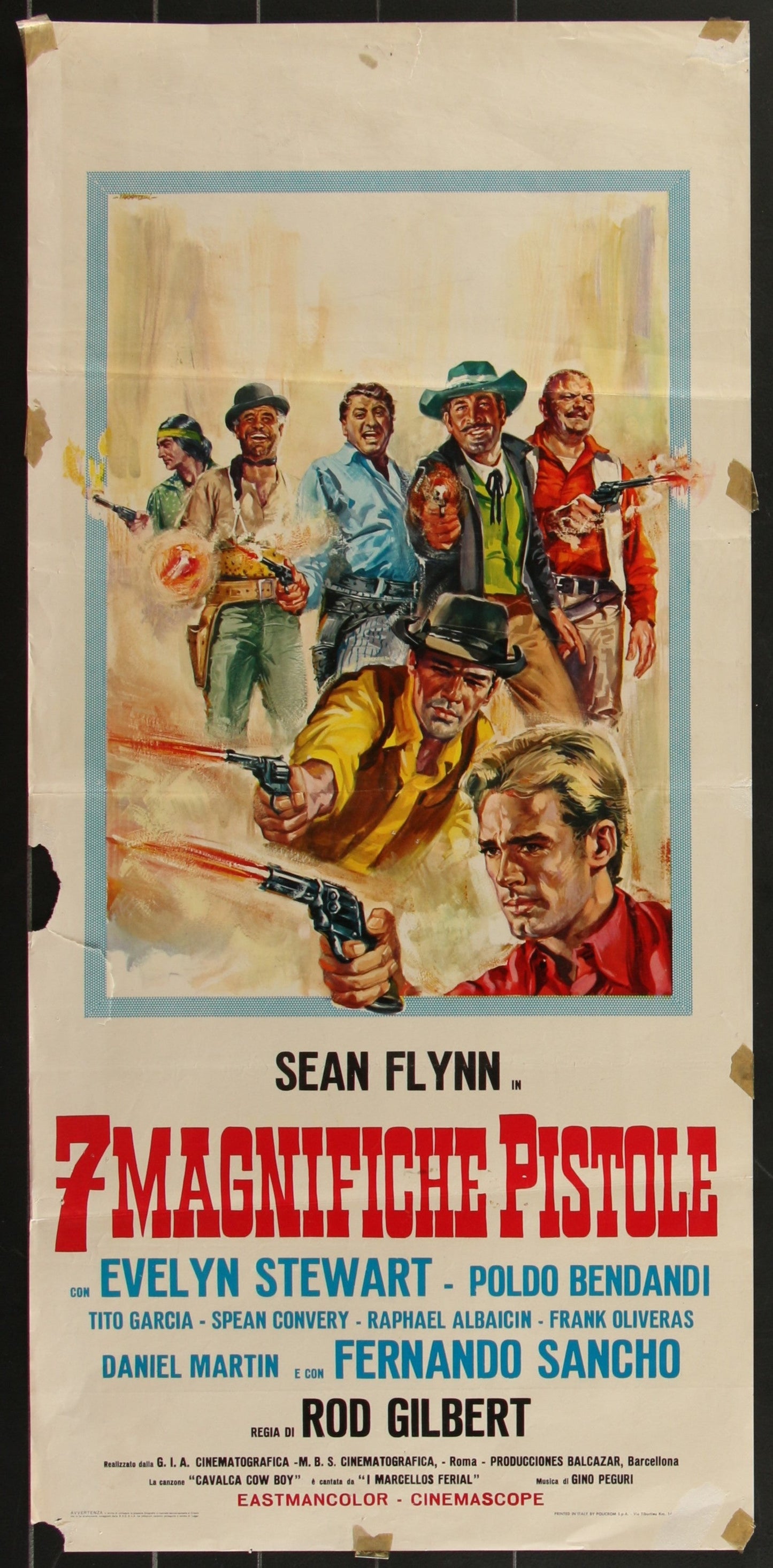 Seven Magnificent Guns (1966) Original Italian Locandina Movie Poster