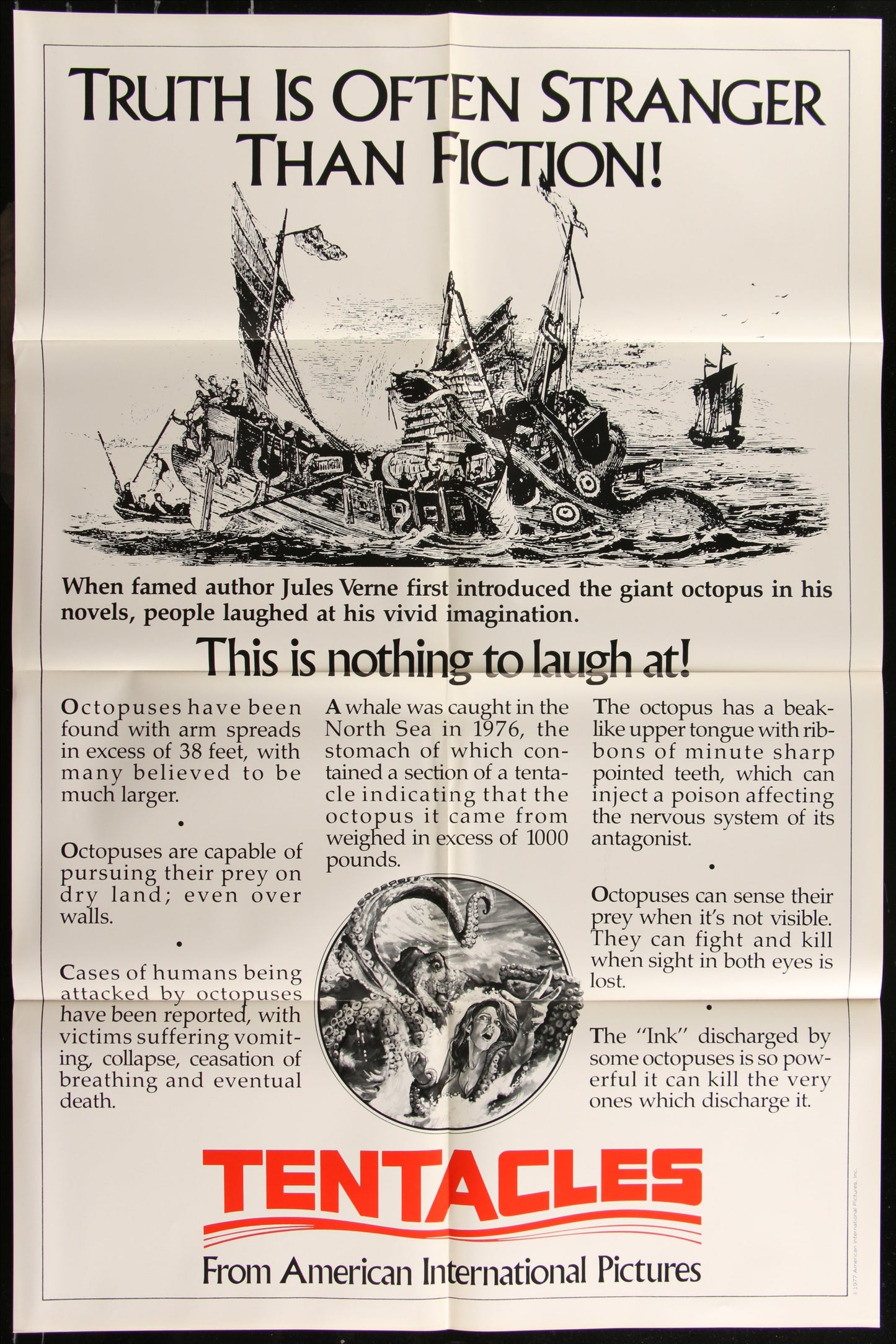 Tentacles (1977) Original US One Sheet Movie Poster 27 x 41