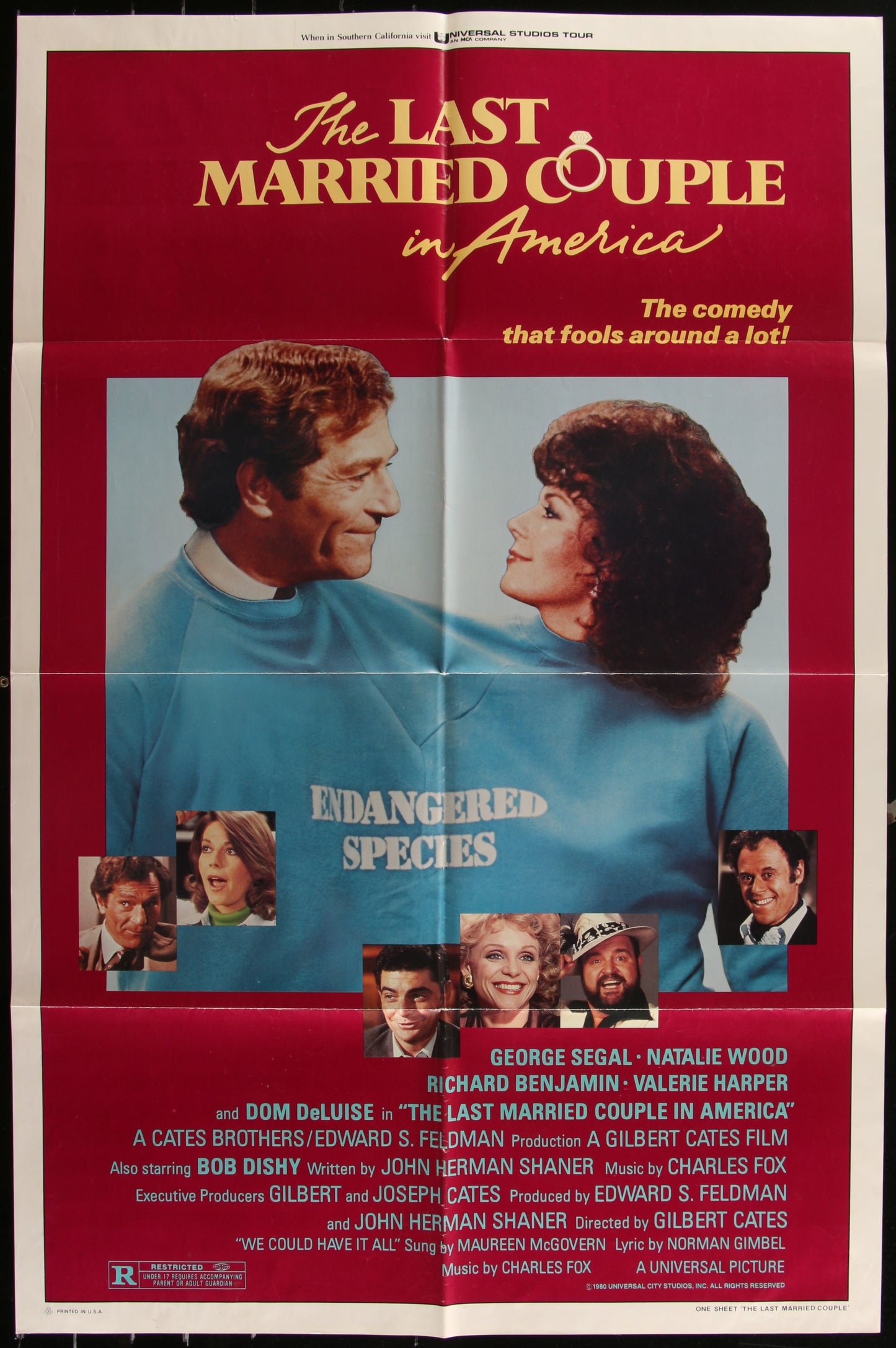 Original US one-sheet movie poster for 'The Last Married Couple in America' featuring portraits of the main actors and film title.