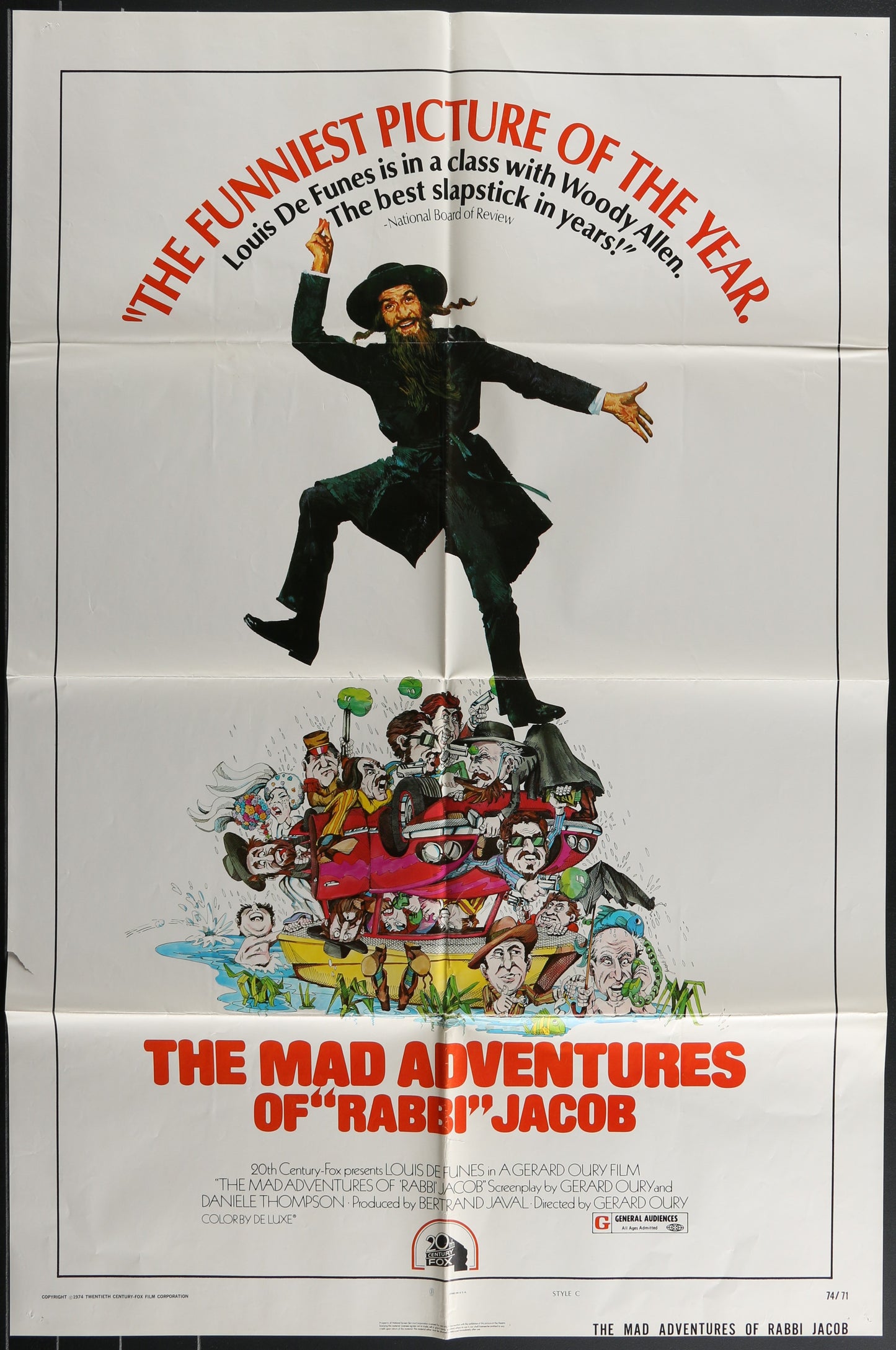 The Mad Adventures Of Rabbi Jacob (1974) Original US One Sheet Movie Poster