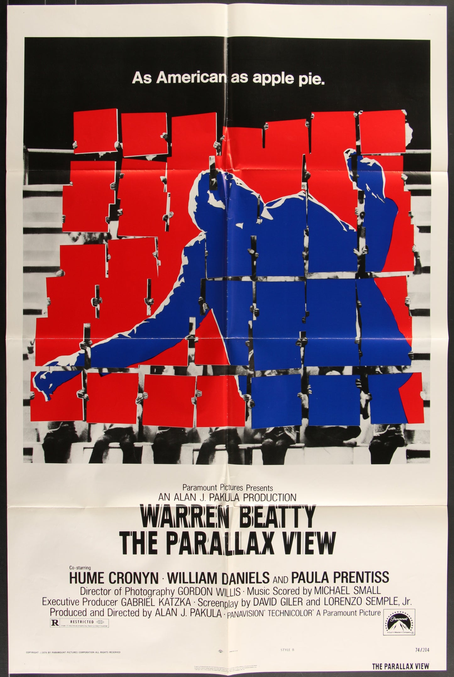 The Parallax View (1974) Original US One Sheet Style B Movie Poster