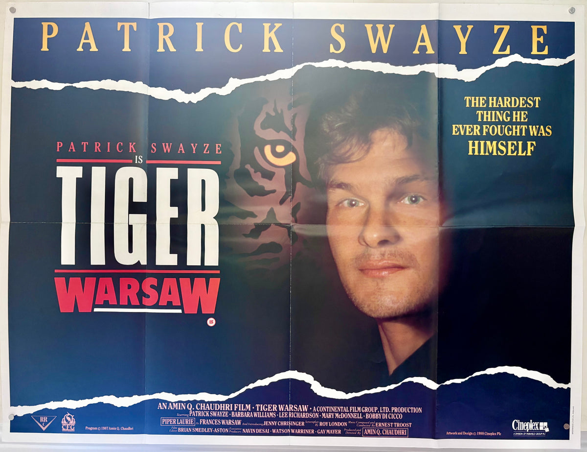 Tiger Warsaw (1988) Original UK VHS Video Store Poster - Patrick Swayze