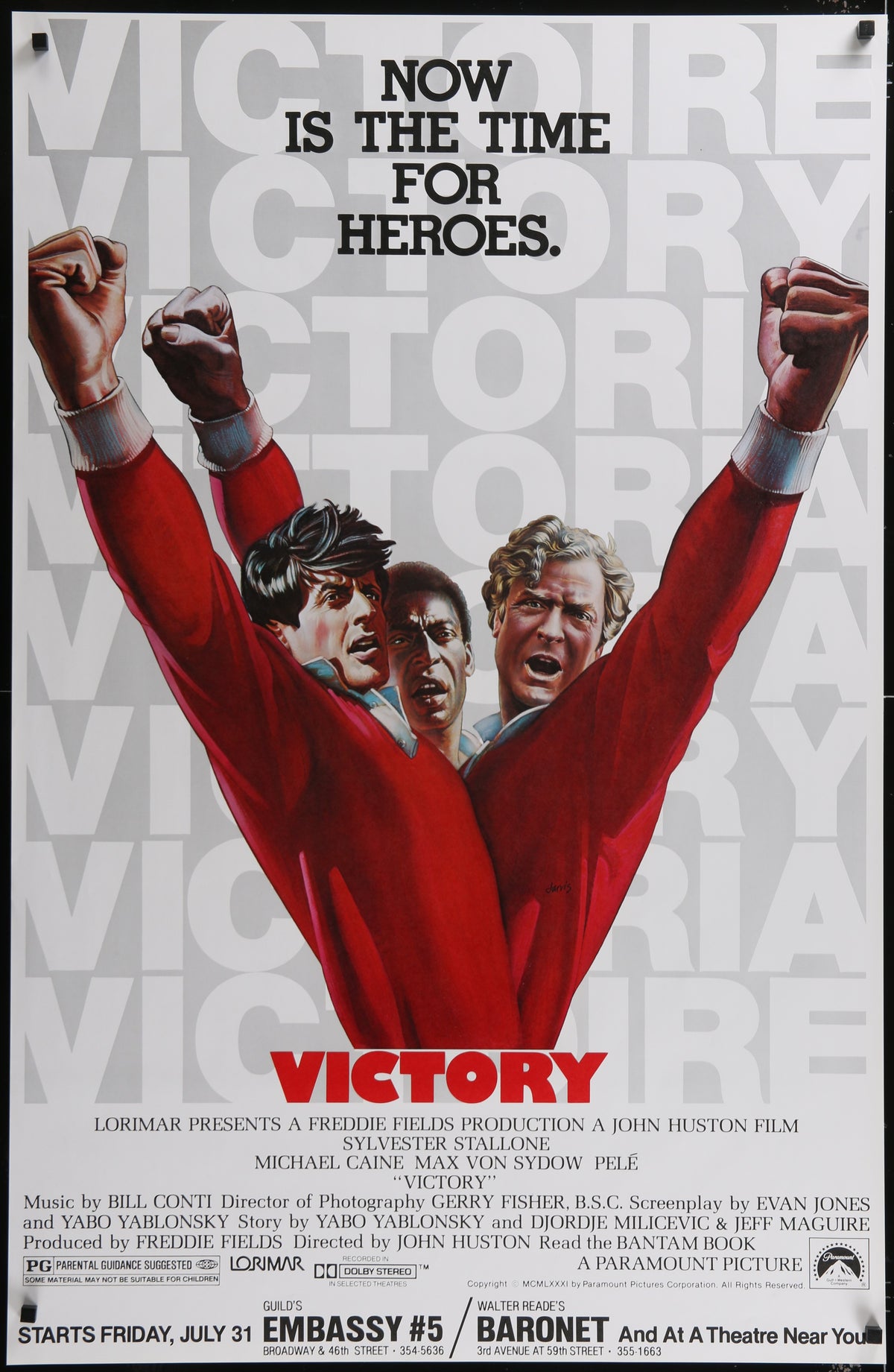 Victory (1981) Original US Half Subway Movie Poster 29.5 x 45.5