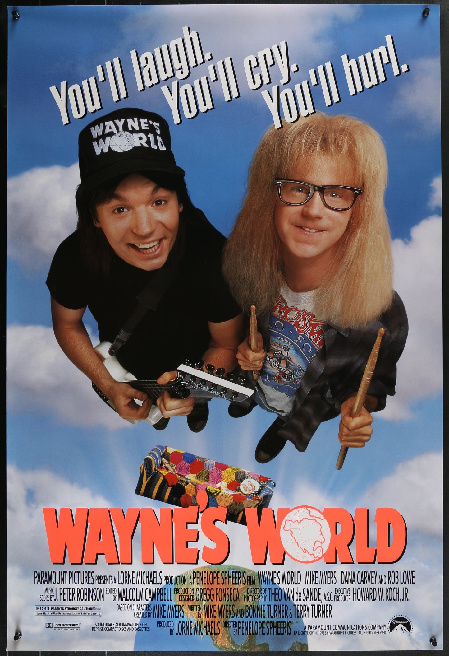 Wayne's World (1992) Original US One Sheet Movie Poster 27 x 40