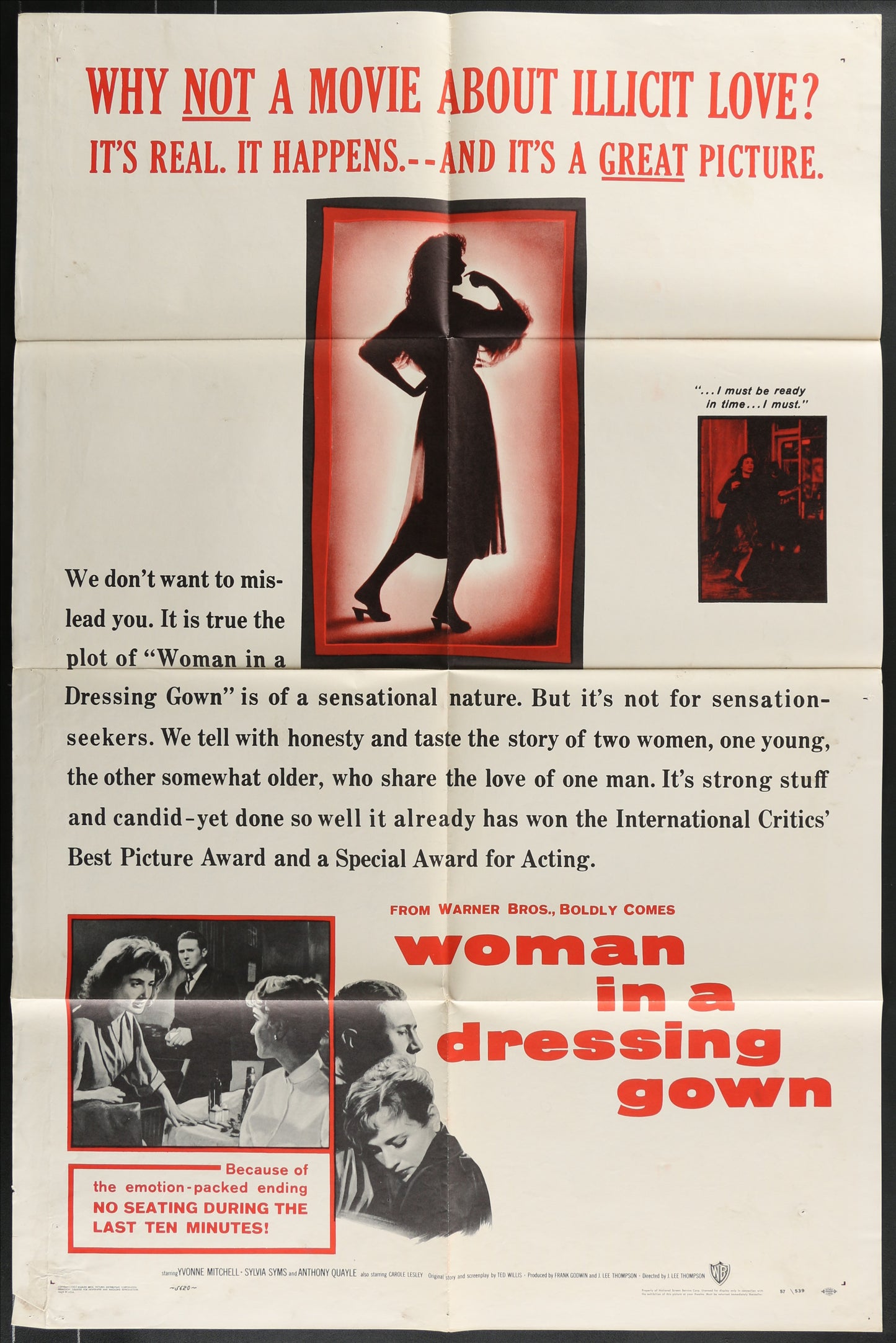 Woman In A Dressing Gown (1957) Original US One Sheet Movie Poster 27 x 41