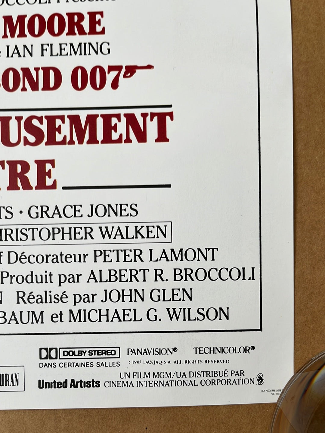 A View To A Kill - Dangereusement Votre (1985) Original French 'Petite' Cinema Poster - James Bond 007