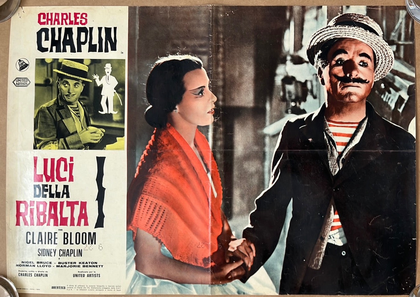 Limelight Original Italian Photobusta Cinema Poster Charlie Chaplin