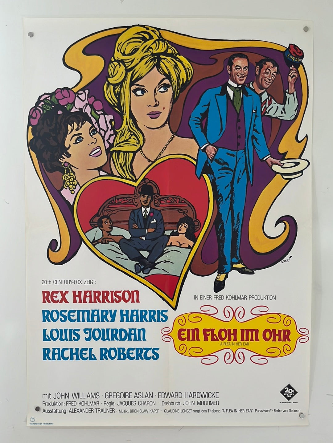 Ein Floh Im Ohr - A Flea In Her Ear Original German A1 Movie Poster Rex Harrison