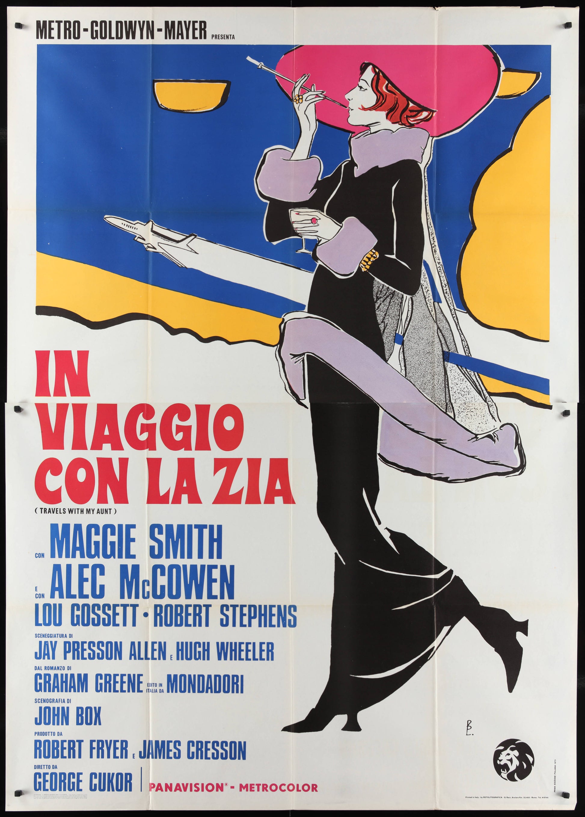 Travels With My Aunt (1973) Original Italian Two Panel Movie Poster