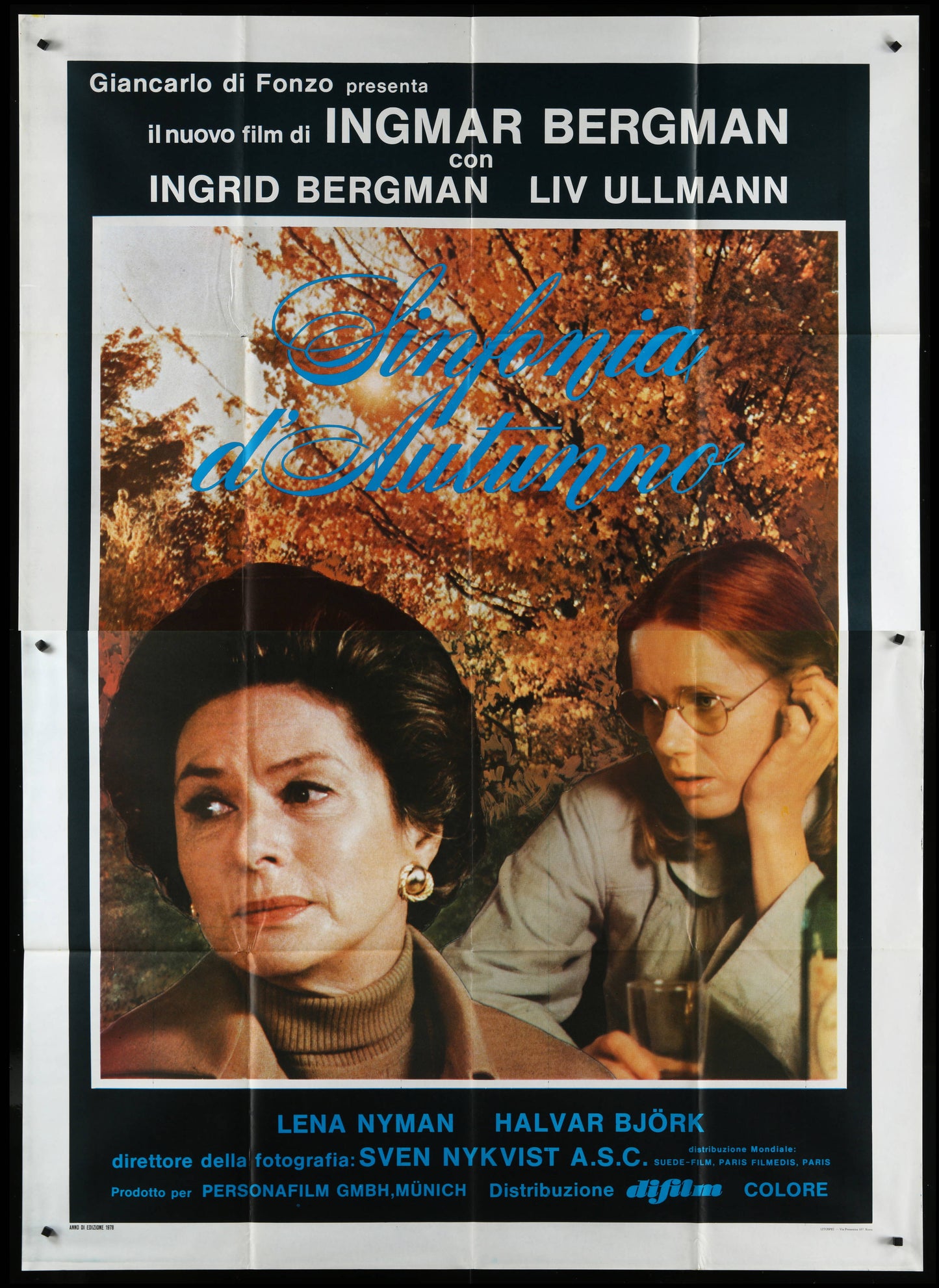 Autumn Sonata (1978) Original Italian Two Panel Movie Poster