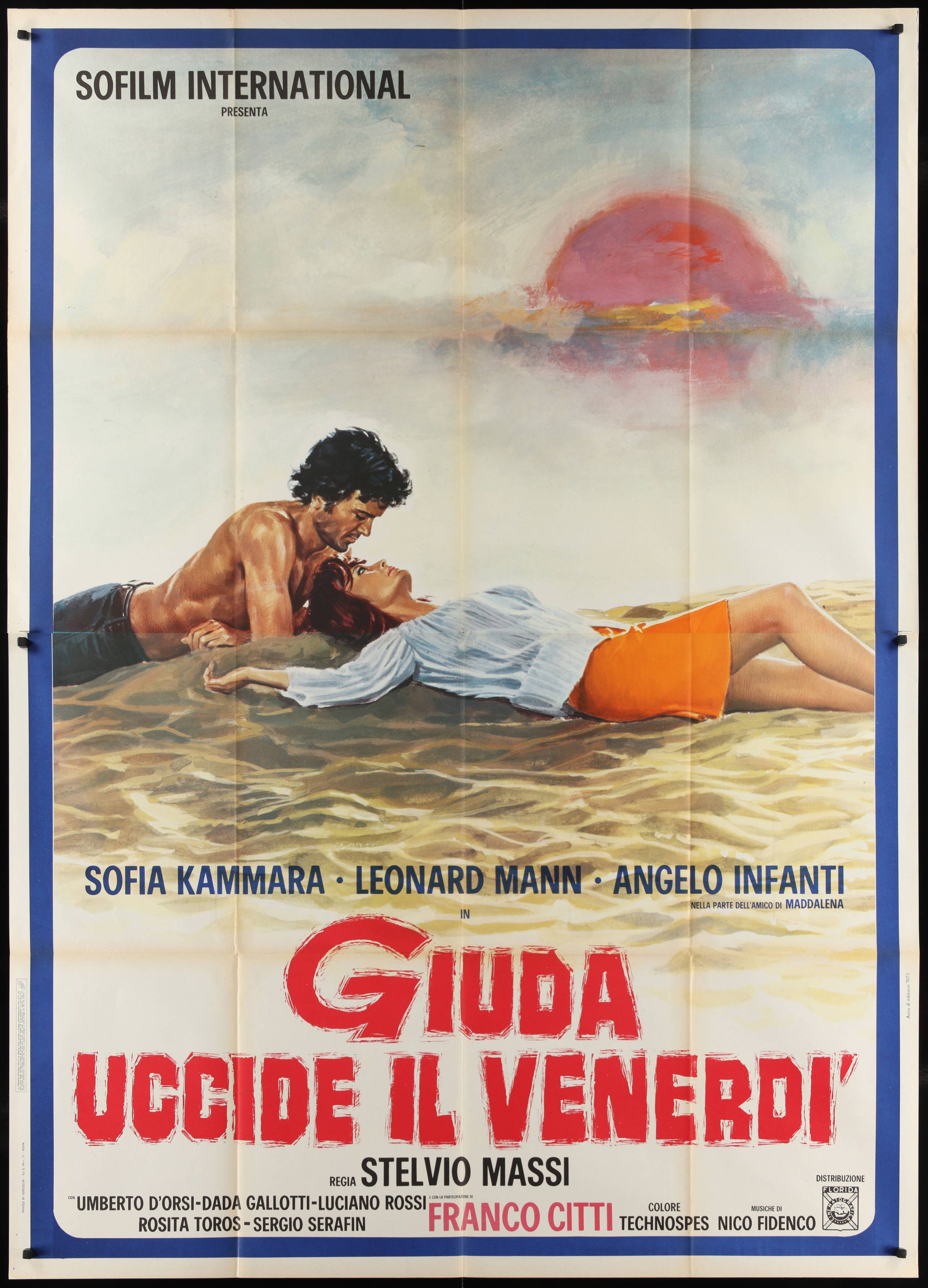 Giuda Uccide Il Venerdì (1974) Original Italian Two Panel Movie Poster