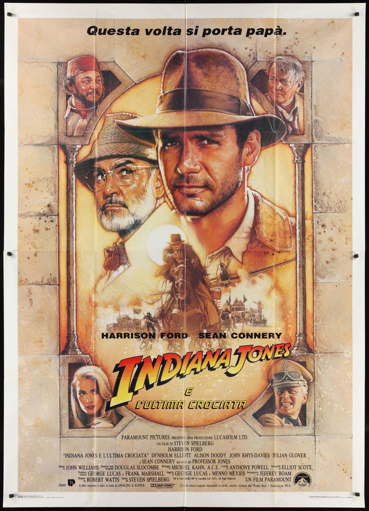 Indiana Jones And The Last Crusade (1989) Original Italian Two Panel Movie Poster