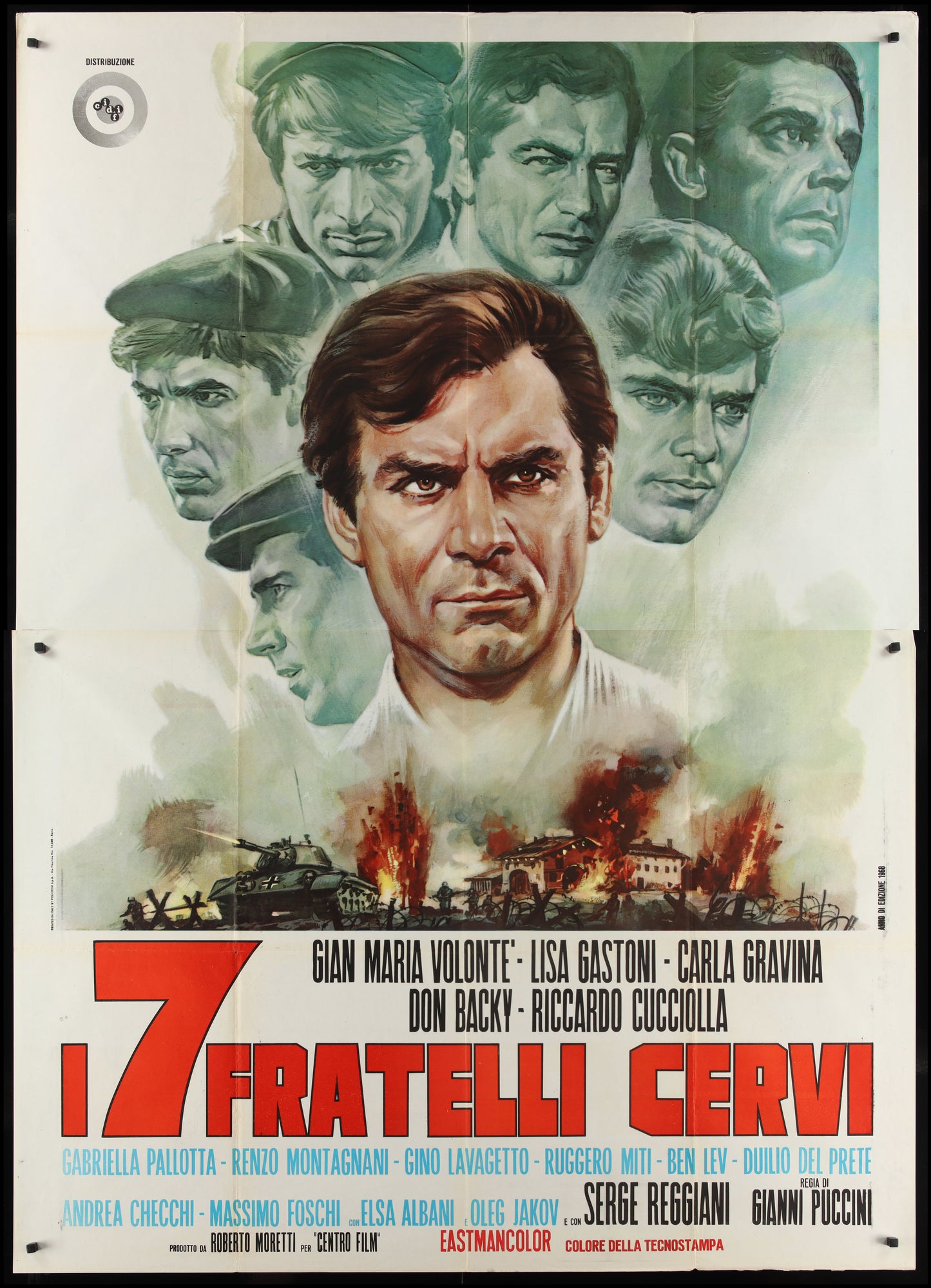 The Seven Cervi Brothers (1968) Original Italian Two Panel Movie Poster