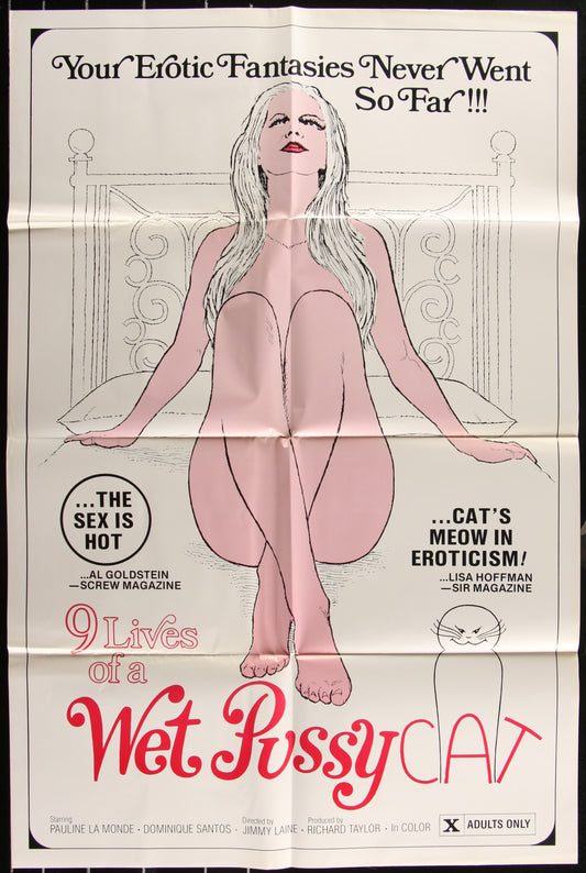 9 Lives Of A Wet Pussy Cat (1976) Original US One Sheet Movie Poster