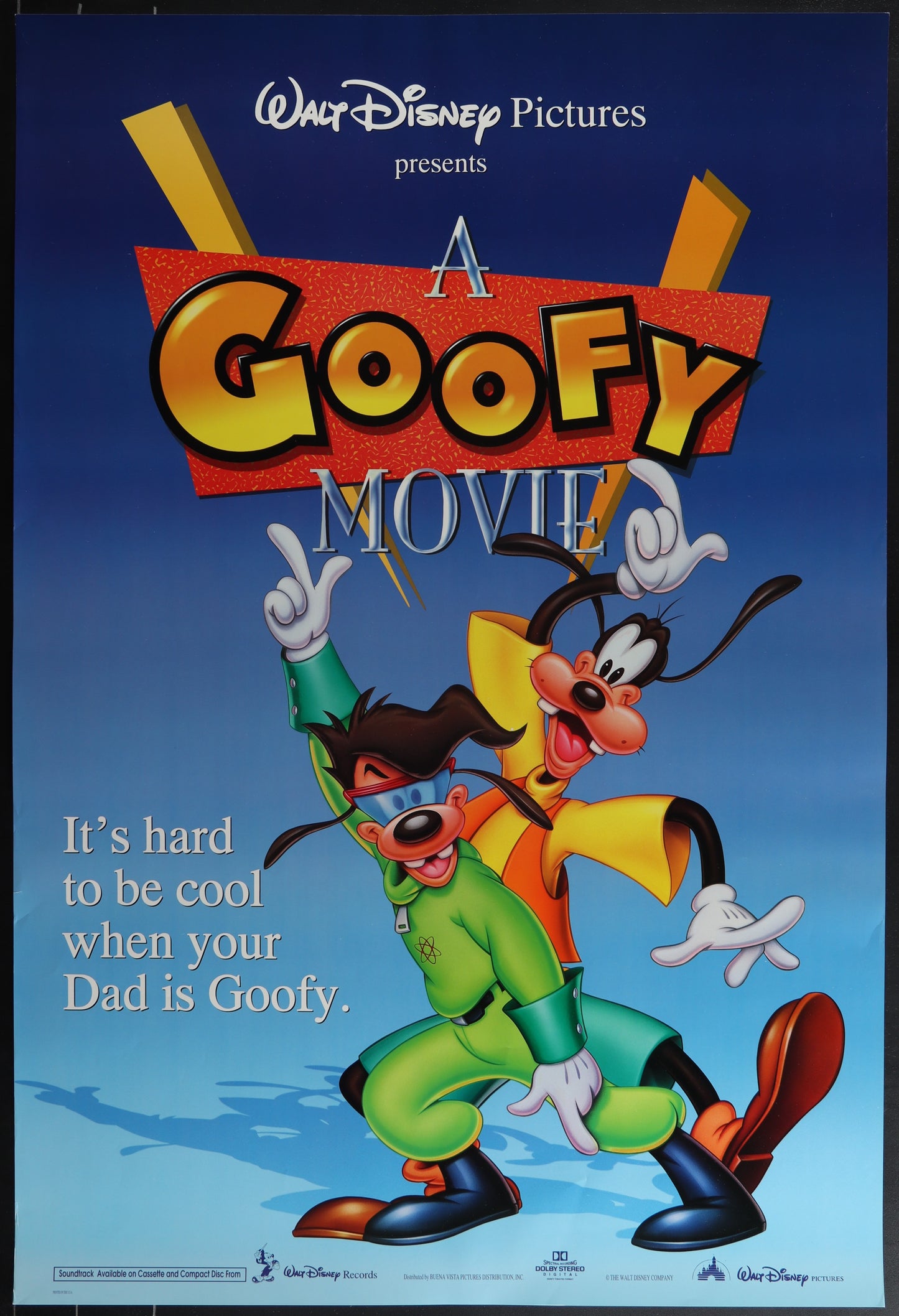 Original US one-sheet movie poster for A Goofy Movie (1995) featuring animated characters, with minor wear and creasing.
