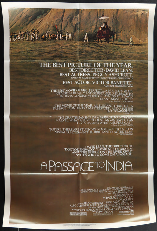 Movie poster for 'A Passage to India' with text and scenic design.