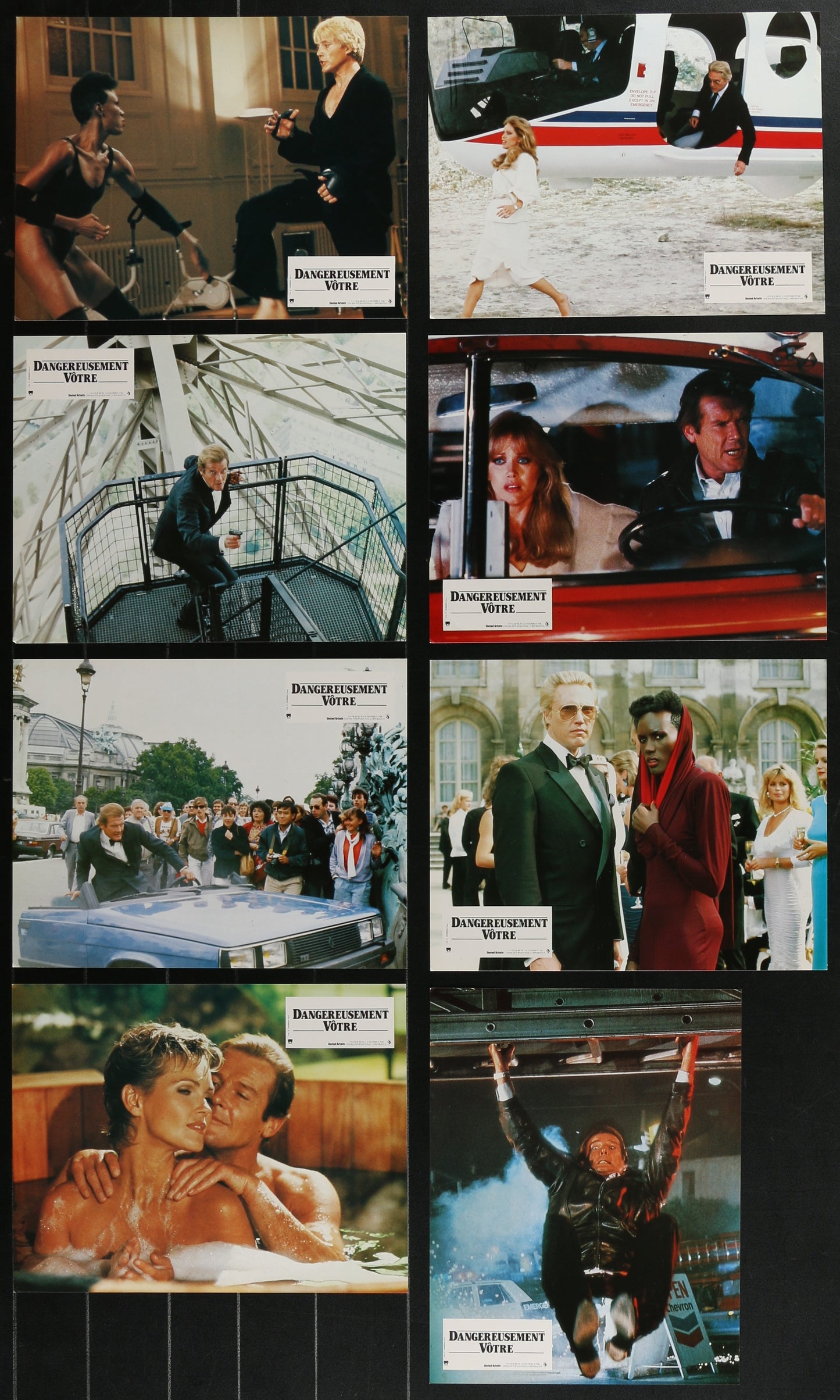 A View To A Kill (1985) Original French Lobby Card Set (12 Cards) 8.5 x 10.75