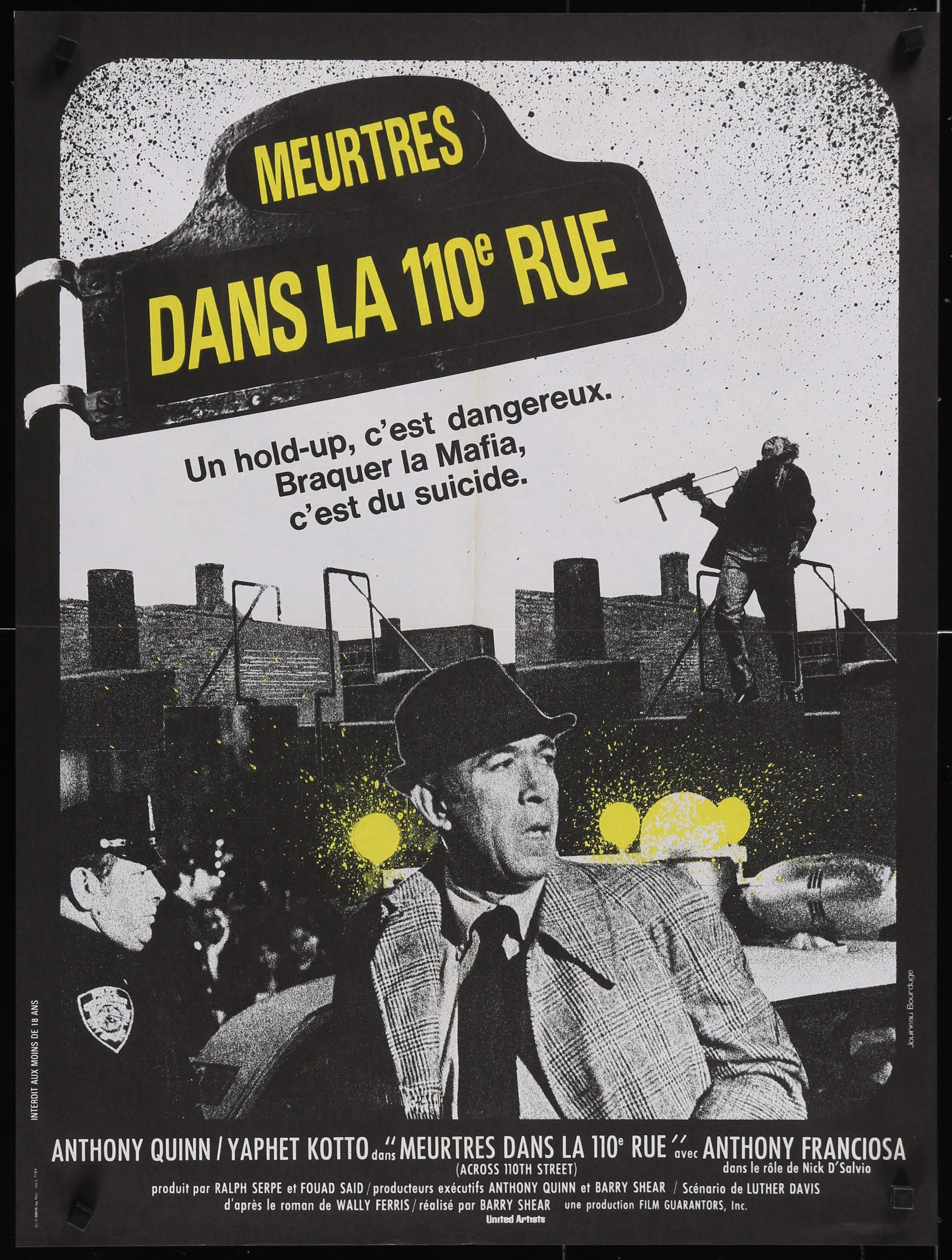 Across 110th Street (1972) Original French Affiche Movie Poster 23x32
